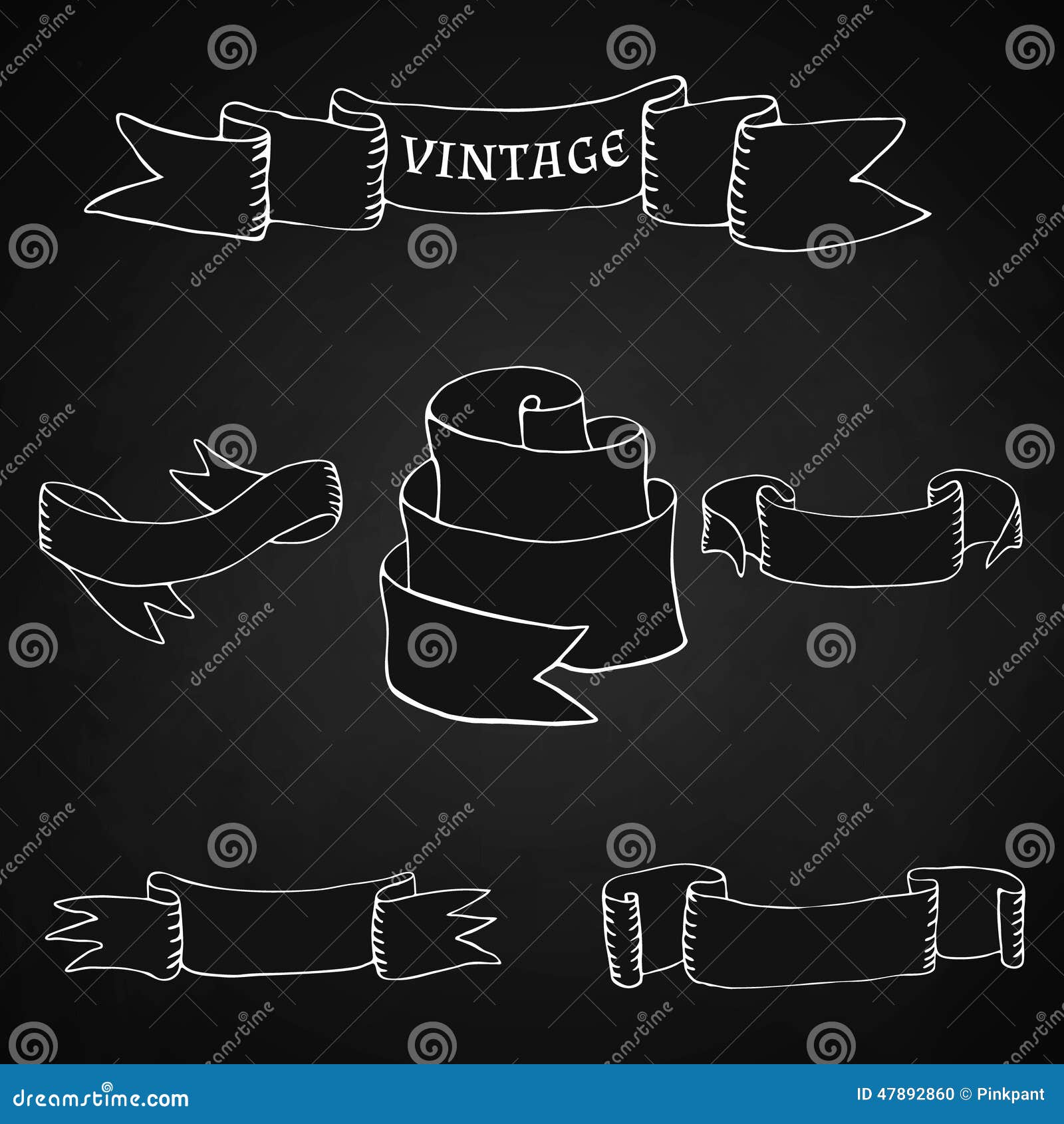 Set of Vintage Ribbons and Banners Stock Illustration Illustration of