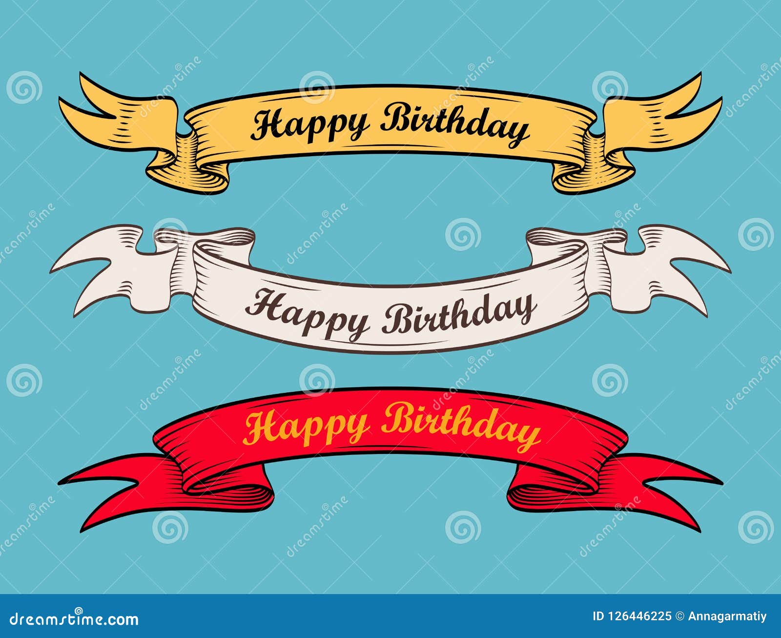Happy birthday ribbon 1 stock vector. Illustration of color - 126446225