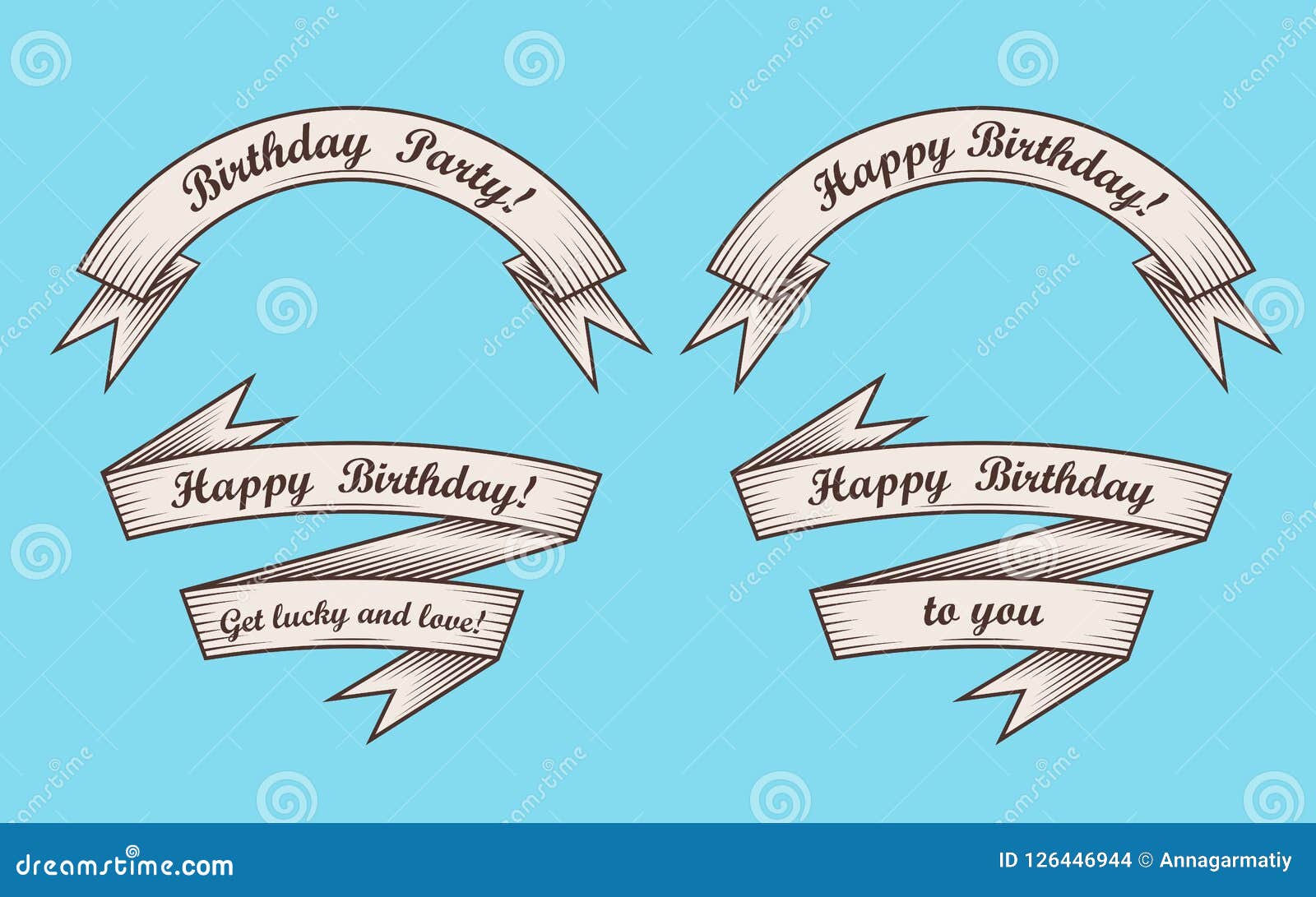 Download Happy birthday ribbon 5 stock vector. Illustration of vintage - 126446944