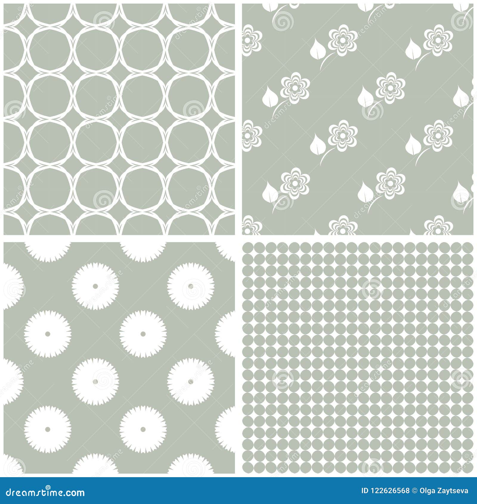 set of 4 vintage seamless colorful patterns