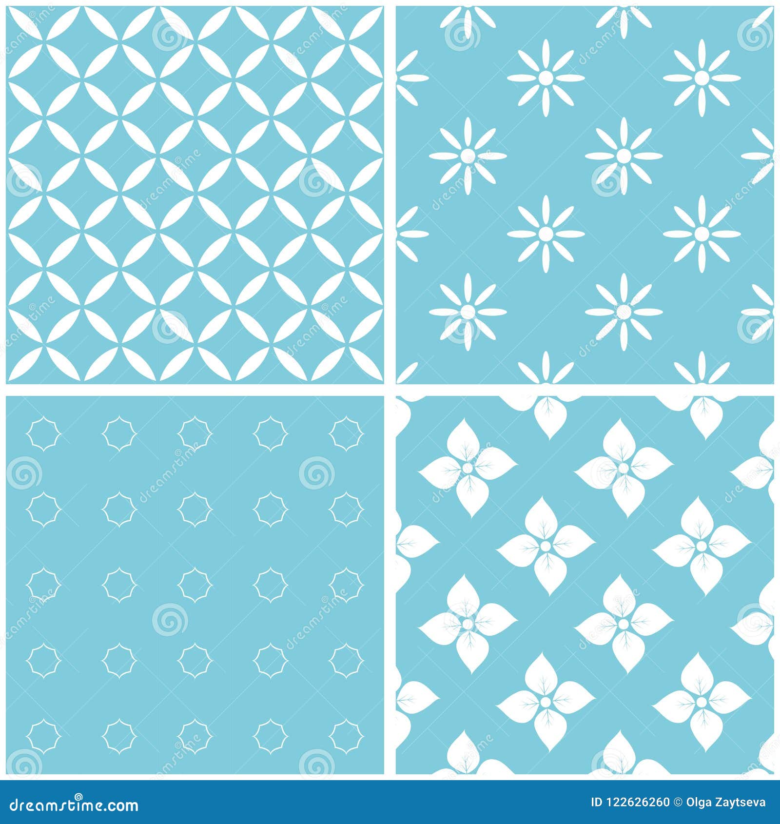 set of 4 vintage seamless colorful patterns