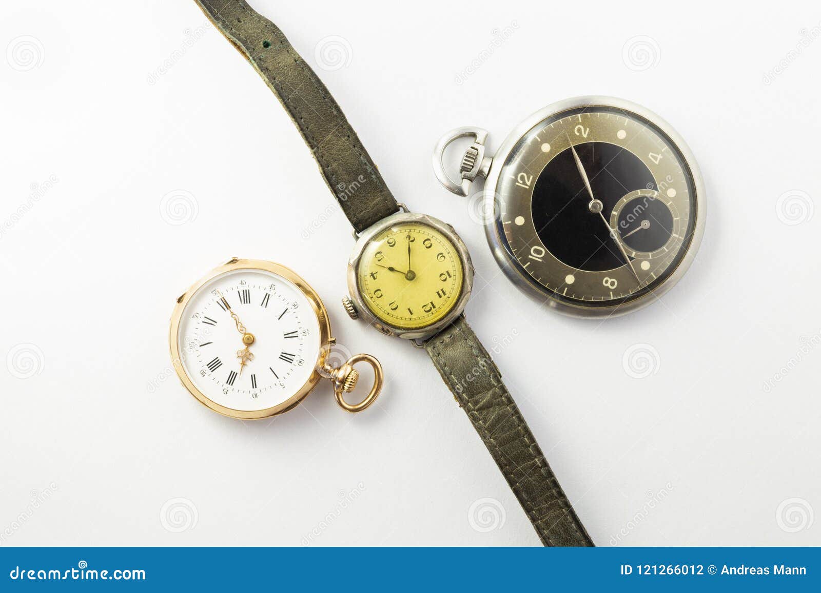 Set of Vintage Style Watches on White Background Stock Photo - Image of ...