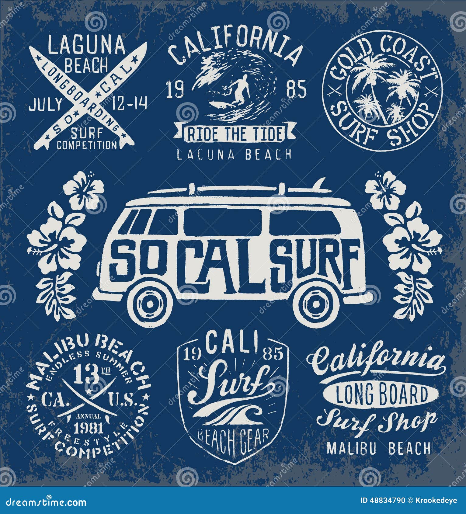 Set Of Vintage Surfing Graphics And Emblems Stock Vector ...