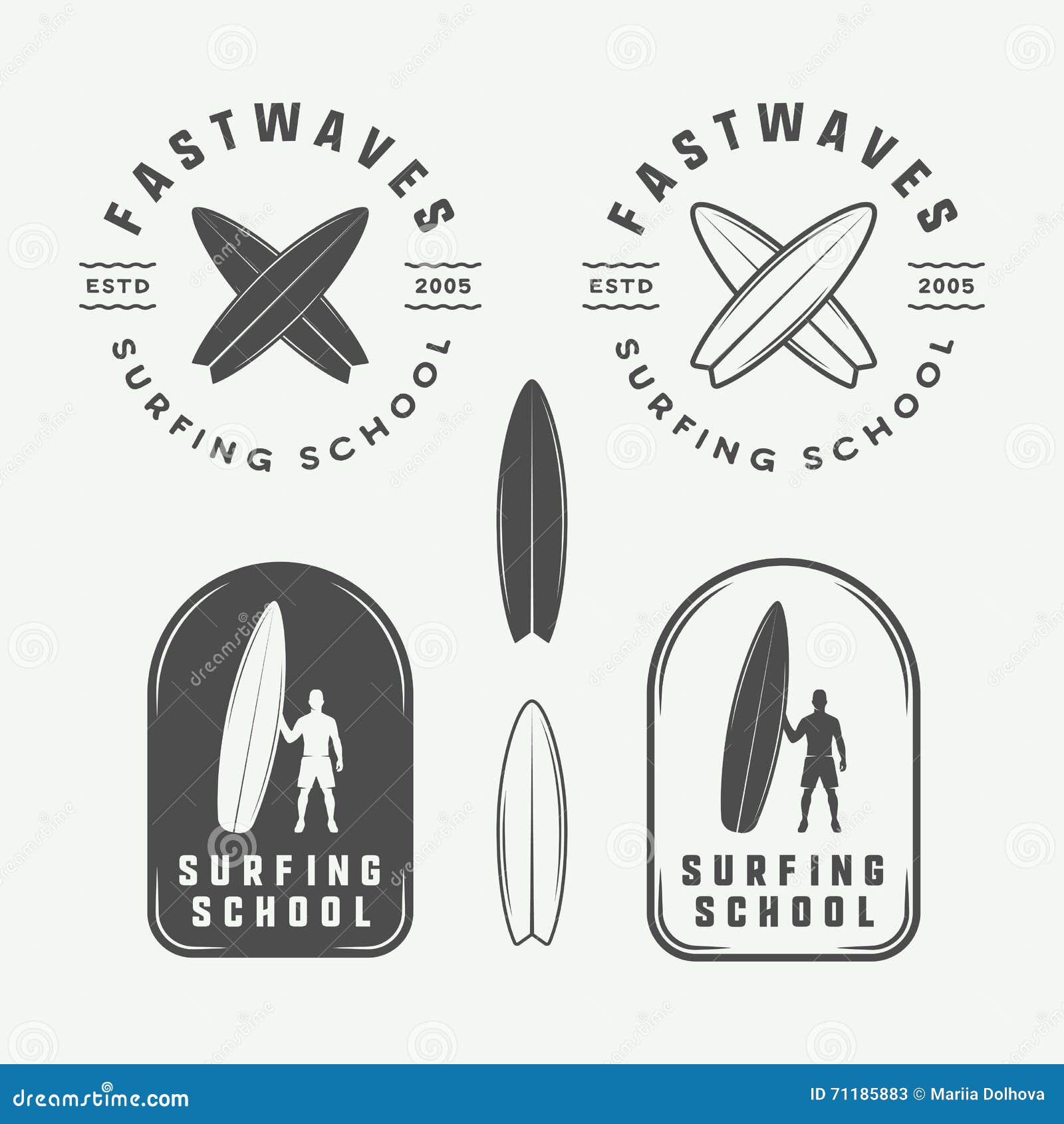 Set of Vintage Surfing Logos, Emblems, Badges, Labels Stock Vector ...