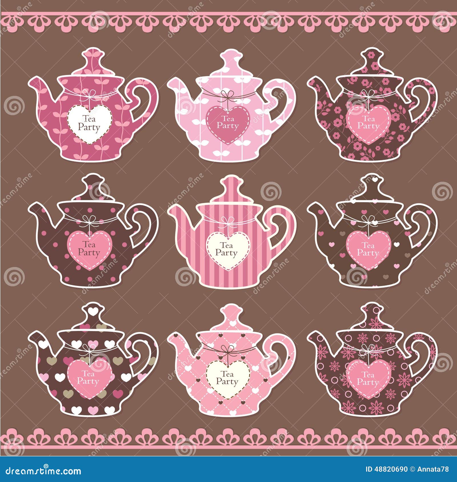 Set of vintage teapots stock vector. Illustration of element 48820690