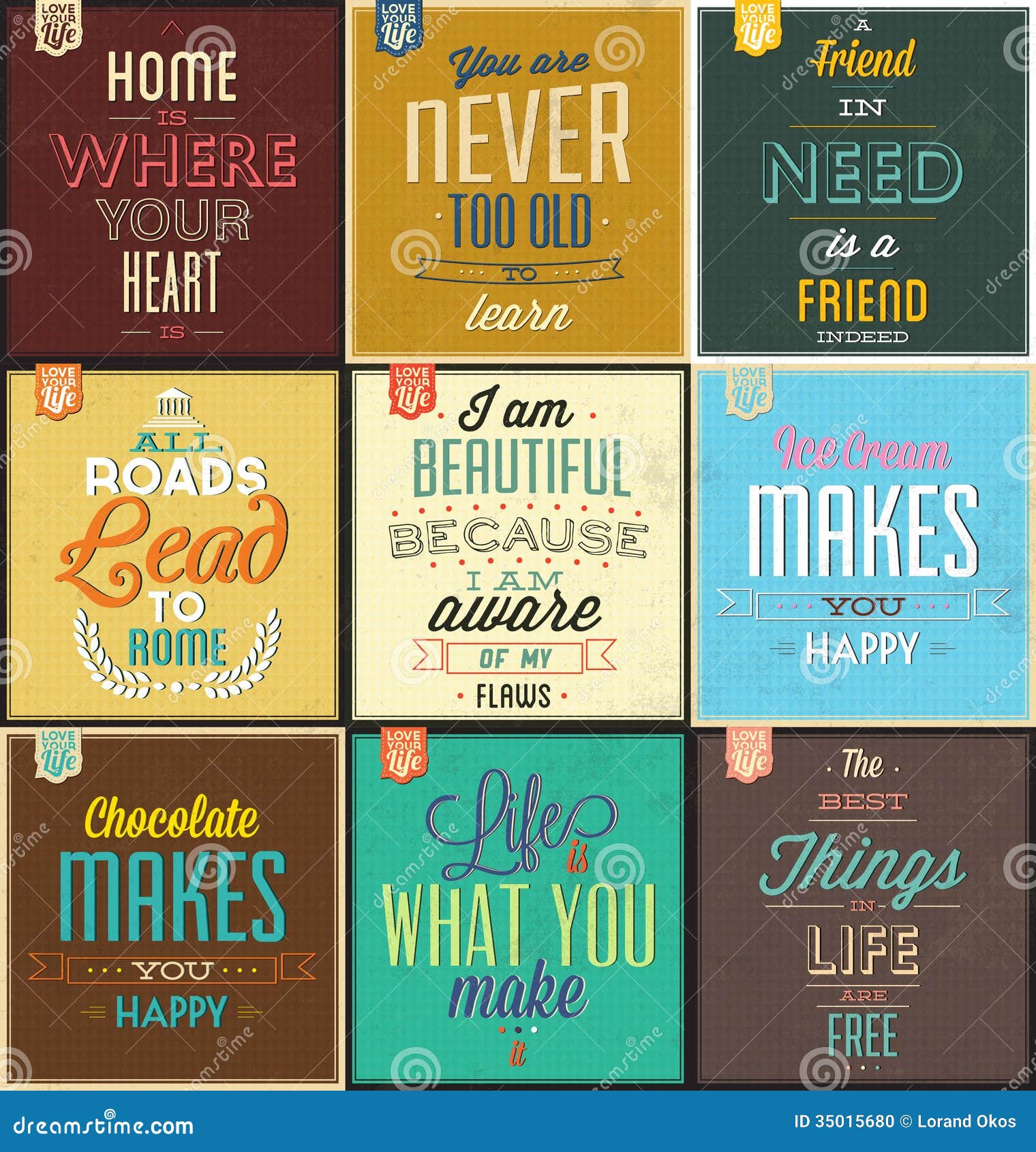 set of vintage typographic backgrounds - motivational quotes