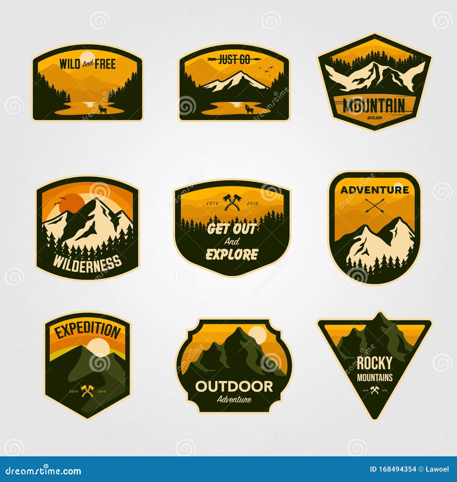 Set of Vintage Vector Mountain Outdoor Adventure Logo Emblem ...