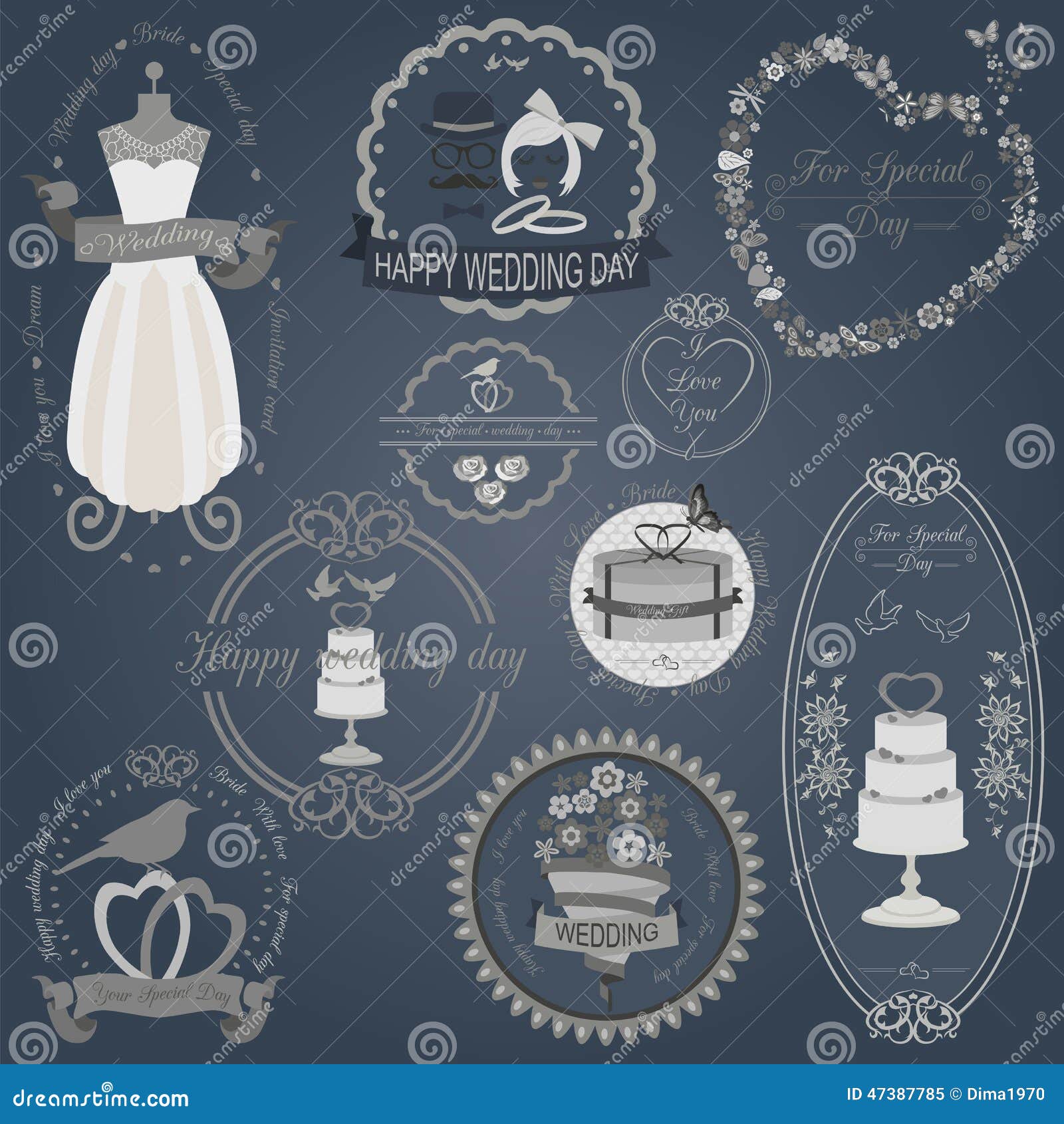 Download Set Of Vintage Wedding And Wedding Fashion Style Logos. Vector L Stock Vector - Image: 47387785