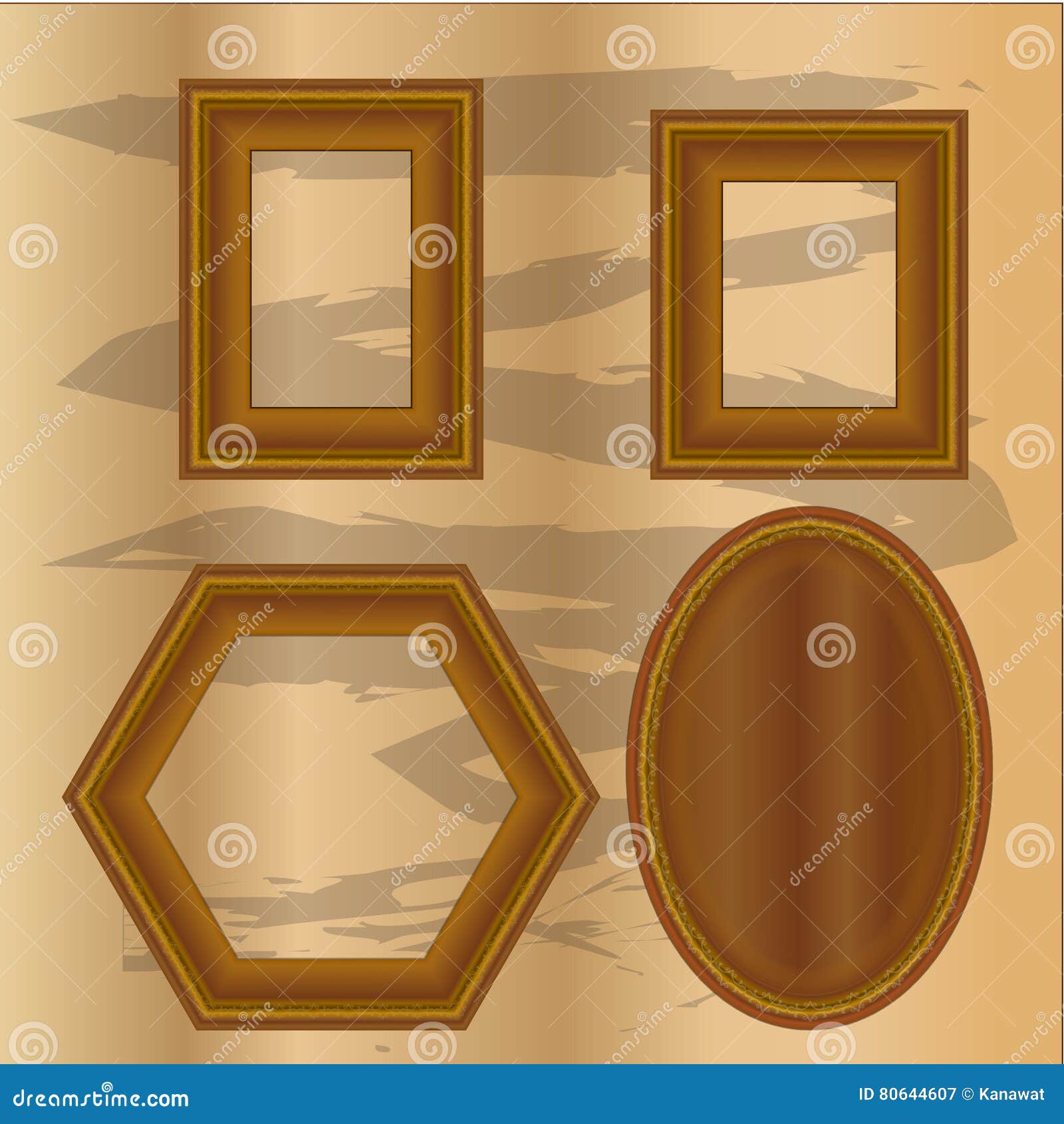 Set Vintage Wooden Frames Design Vector Illustration Stock Vector