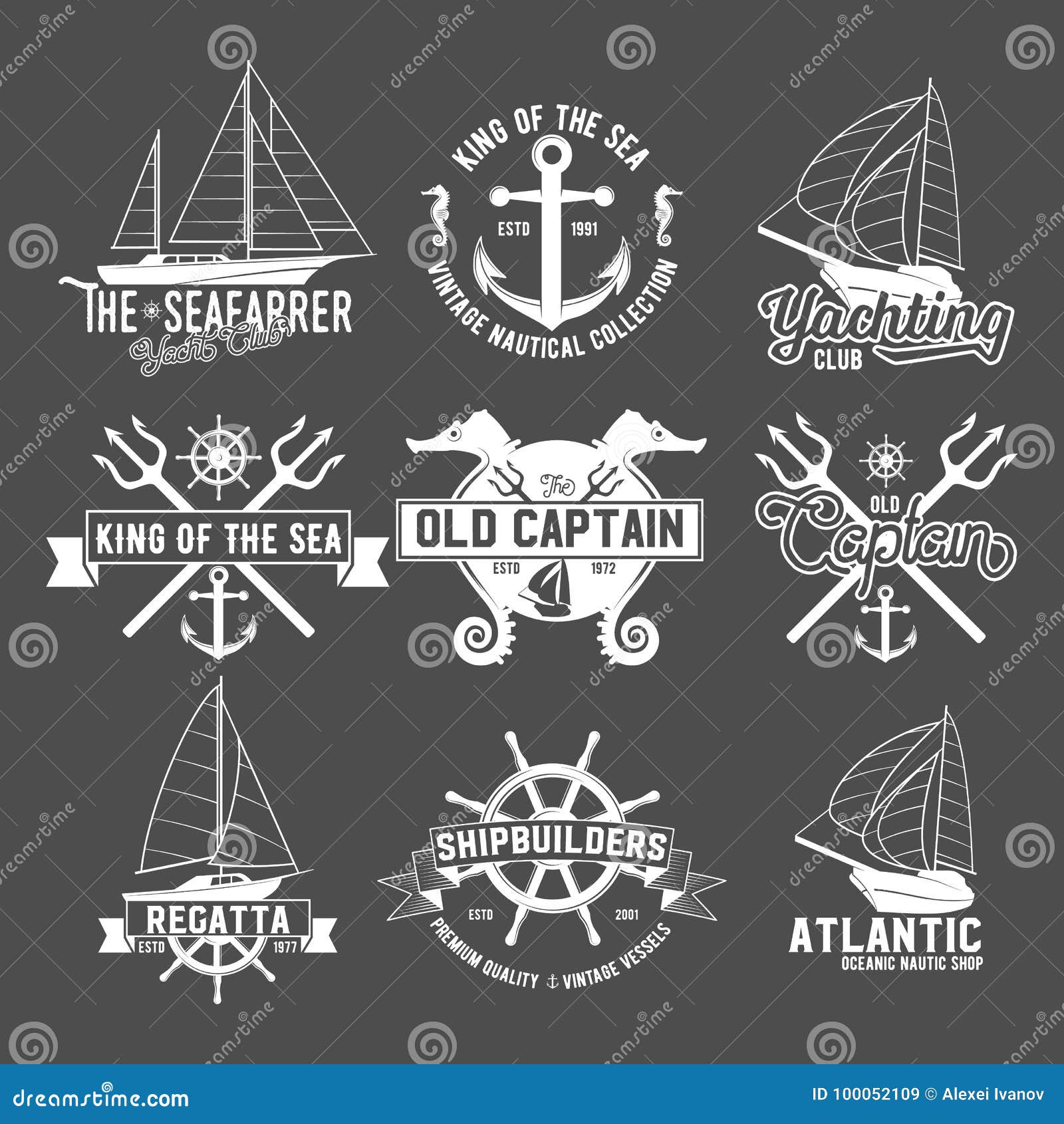 Yacht Club Badges Logos and Labels Stock Vector - Illustration of ...