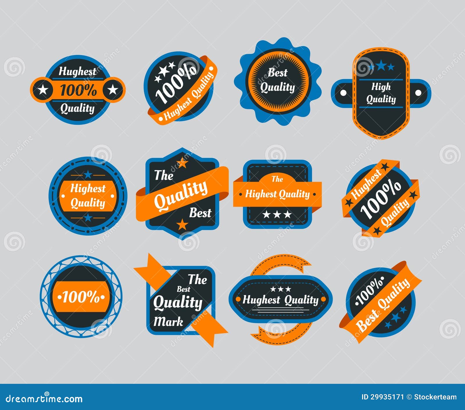 Set of Vintage Yellow Icons Stock Illustration Illustration of