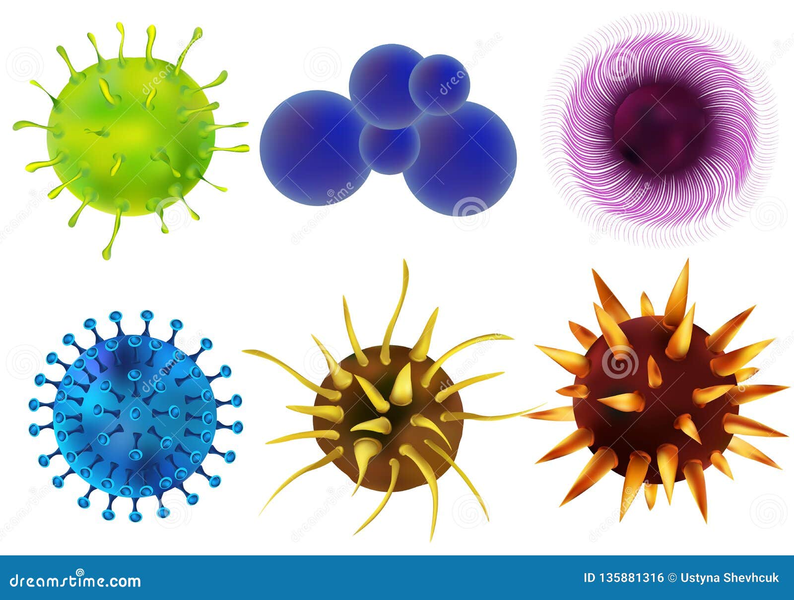 Set of Viruses and Bacteria Isolated Against a Blom Background. Viruses