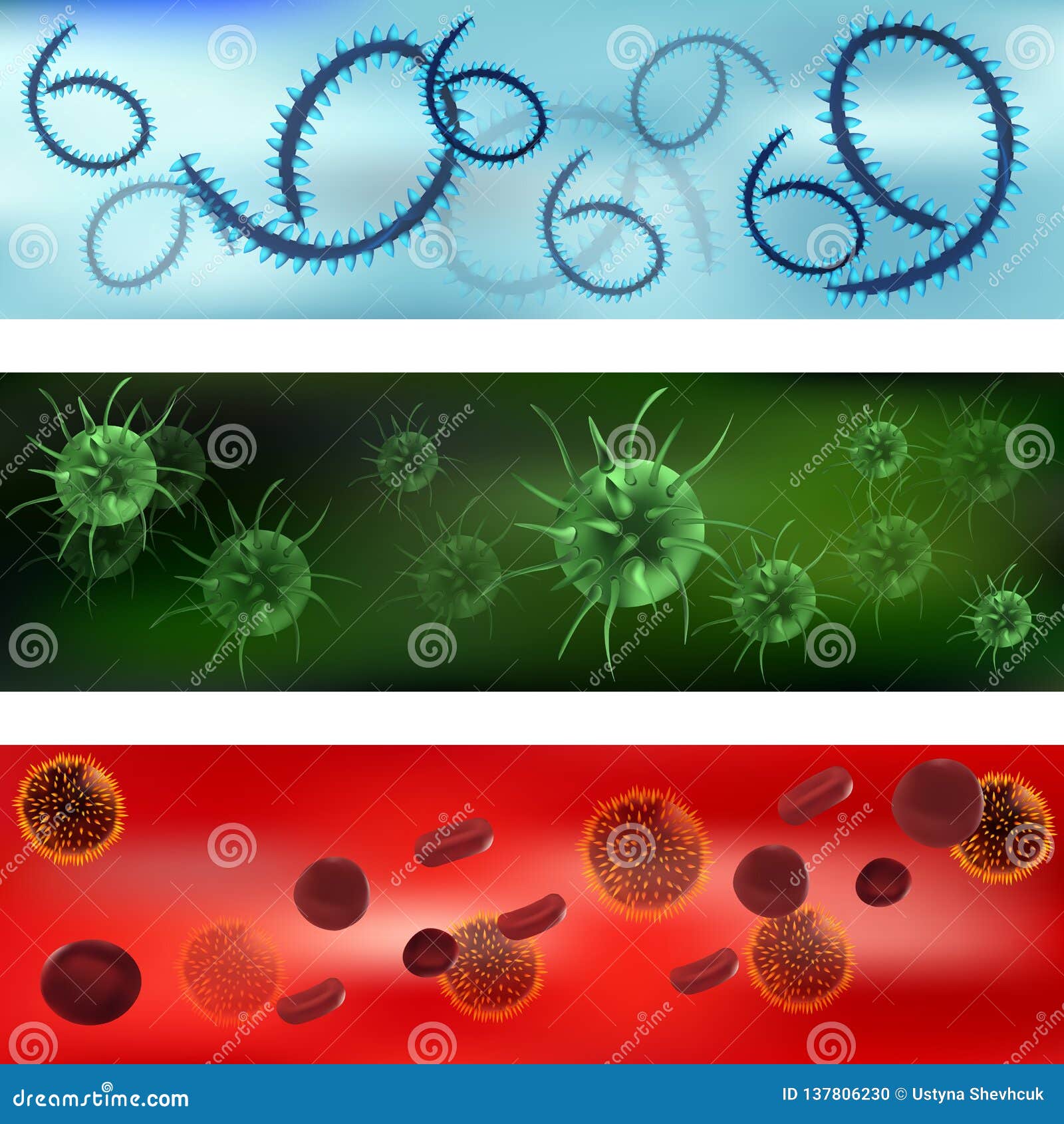 A Set of Viruses and Bacteria. Viruses and Bacteria Under the