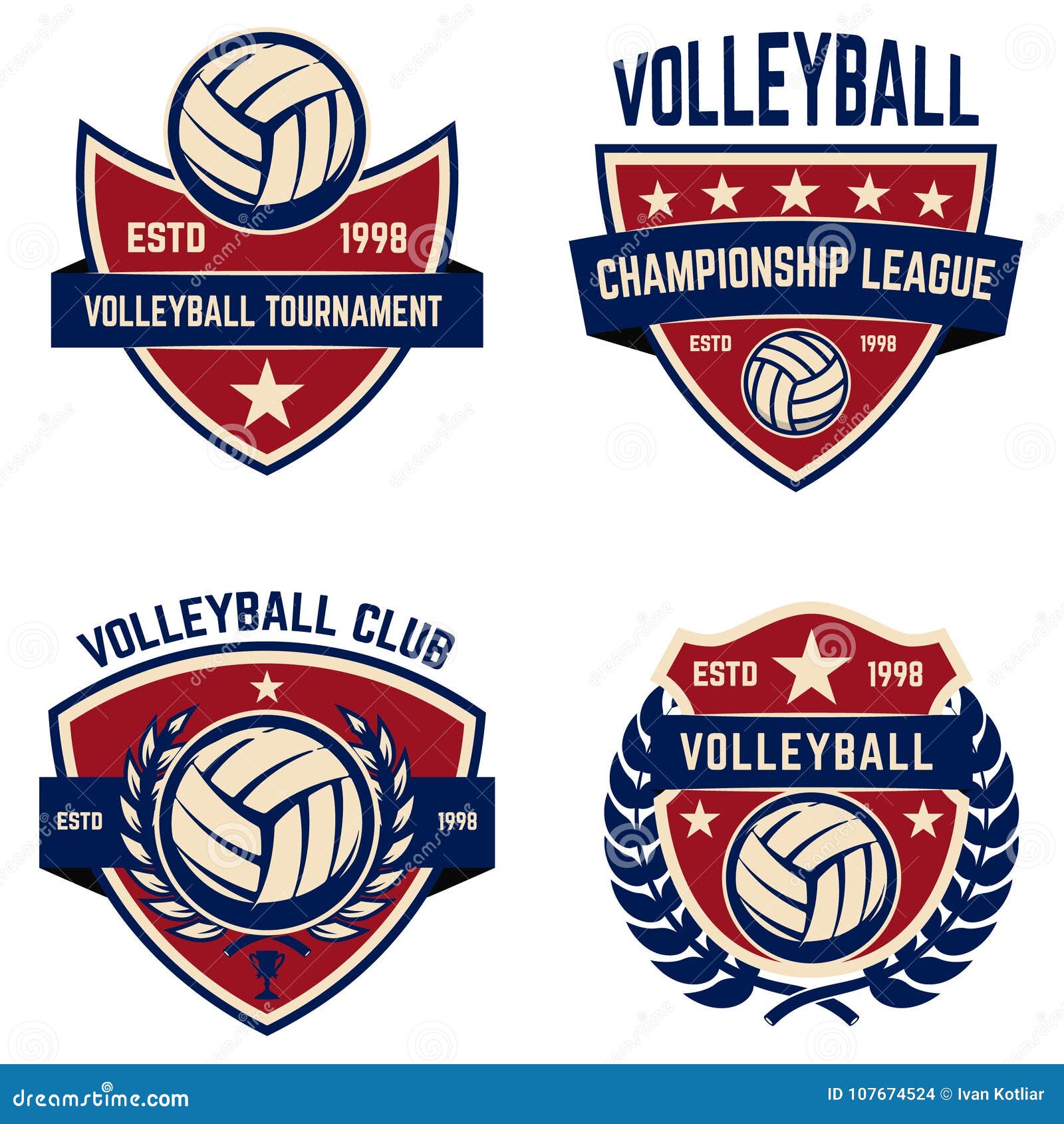 Set of Volleyball Champions League Emblems. Stock Vector - Illustration ...