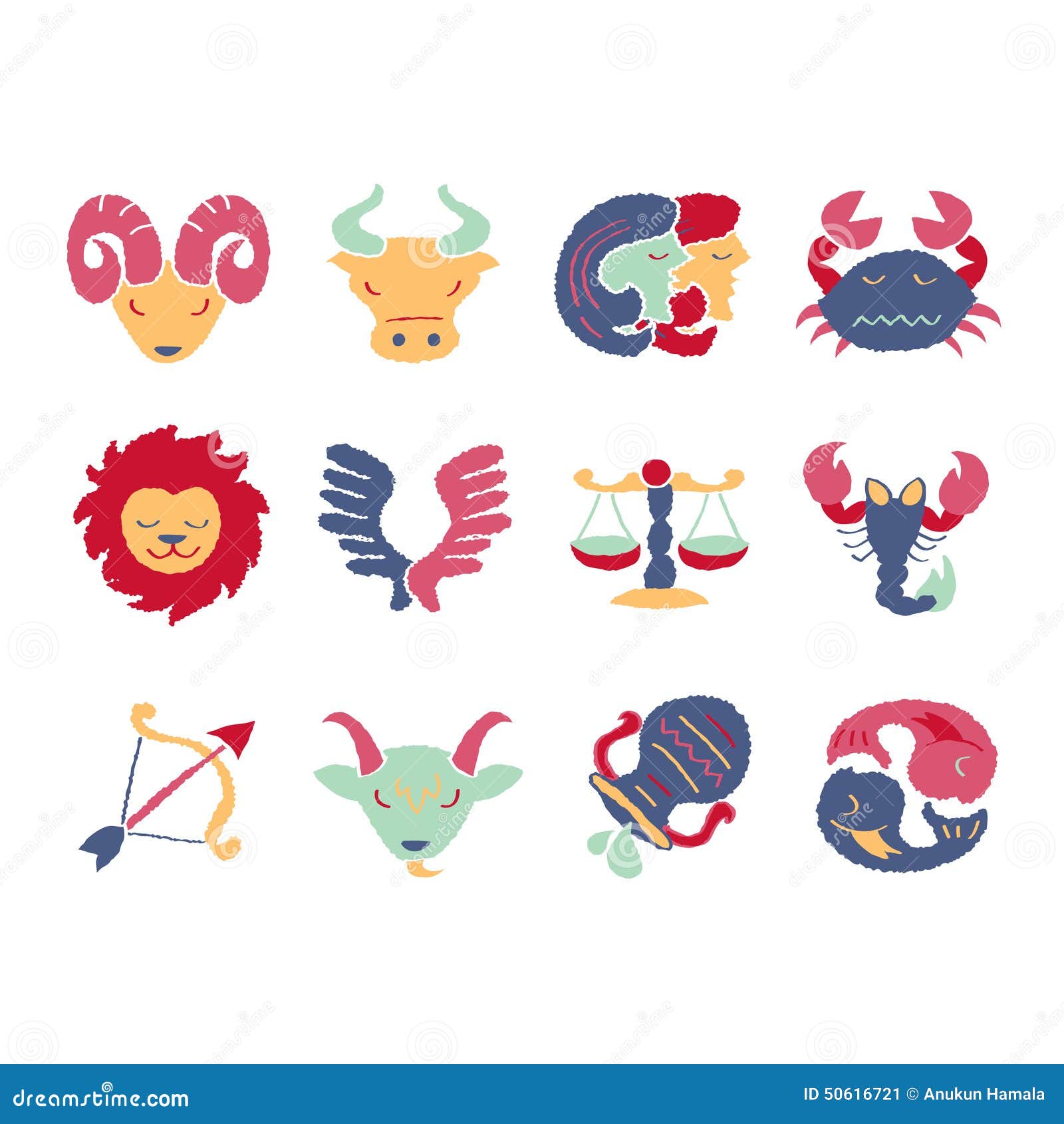 Set Von 12 Tierkreiszeichen Vektor Abbildung - Illustration von