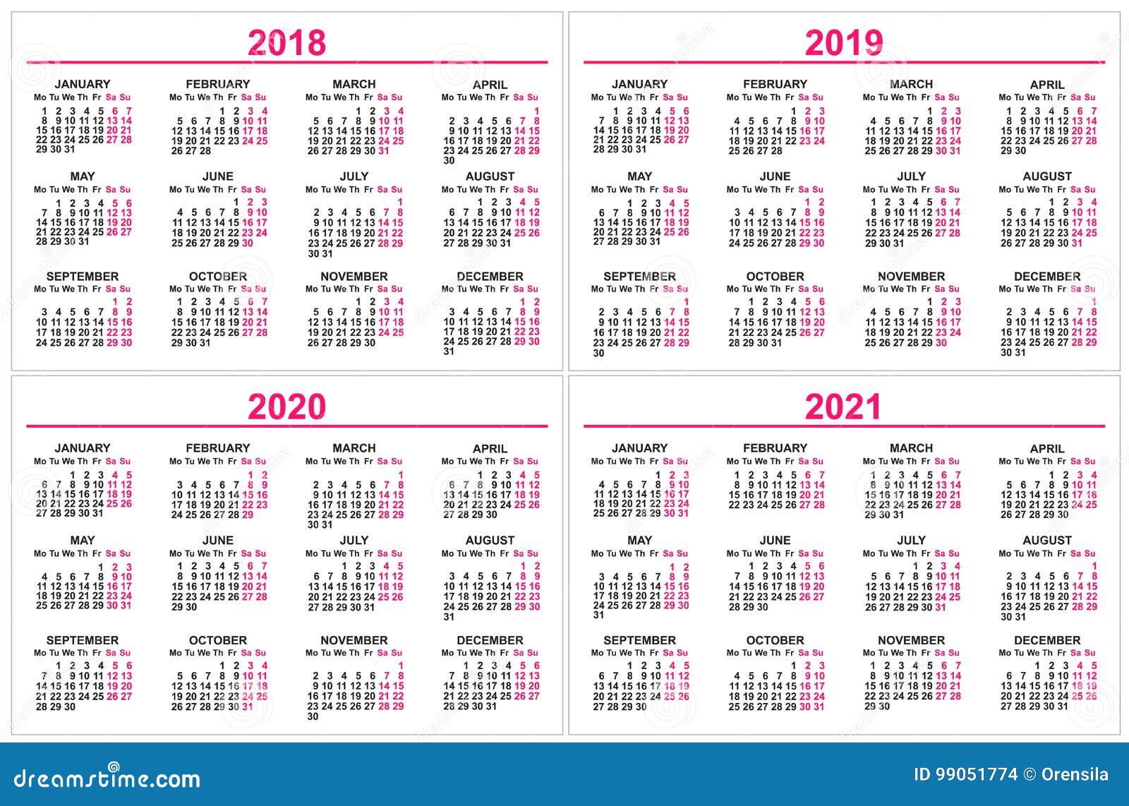 Calendar 2018-2021 Royalty-Free Stock Image ...