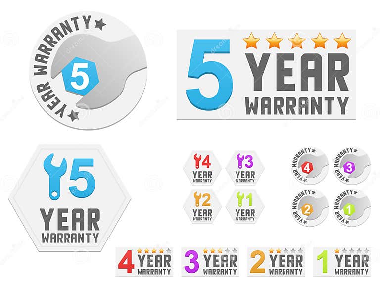Set of warranty stickers stock vector. Illustration of quality 24365817
