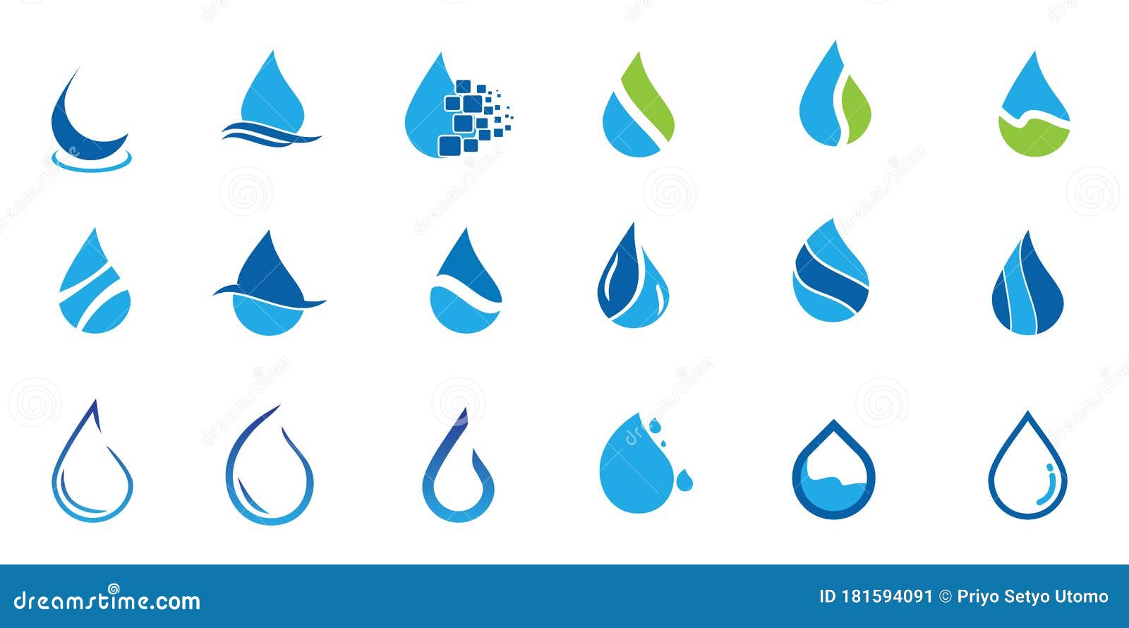 Set of Water Drop Logo Design Stock Vector - Illustration of aqua ...