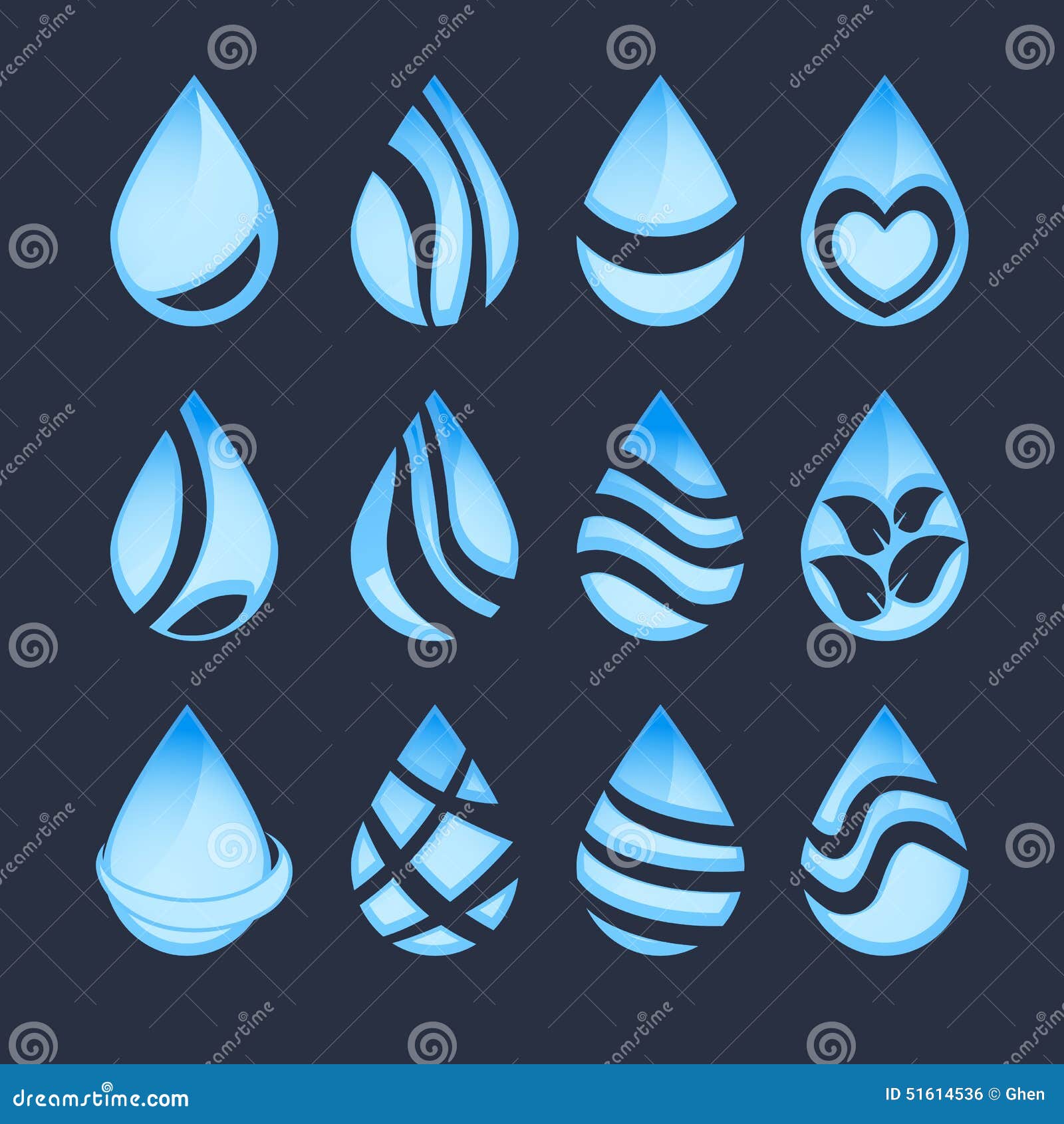 Set of water symbols stock vector. Illustration of freshness 51614536