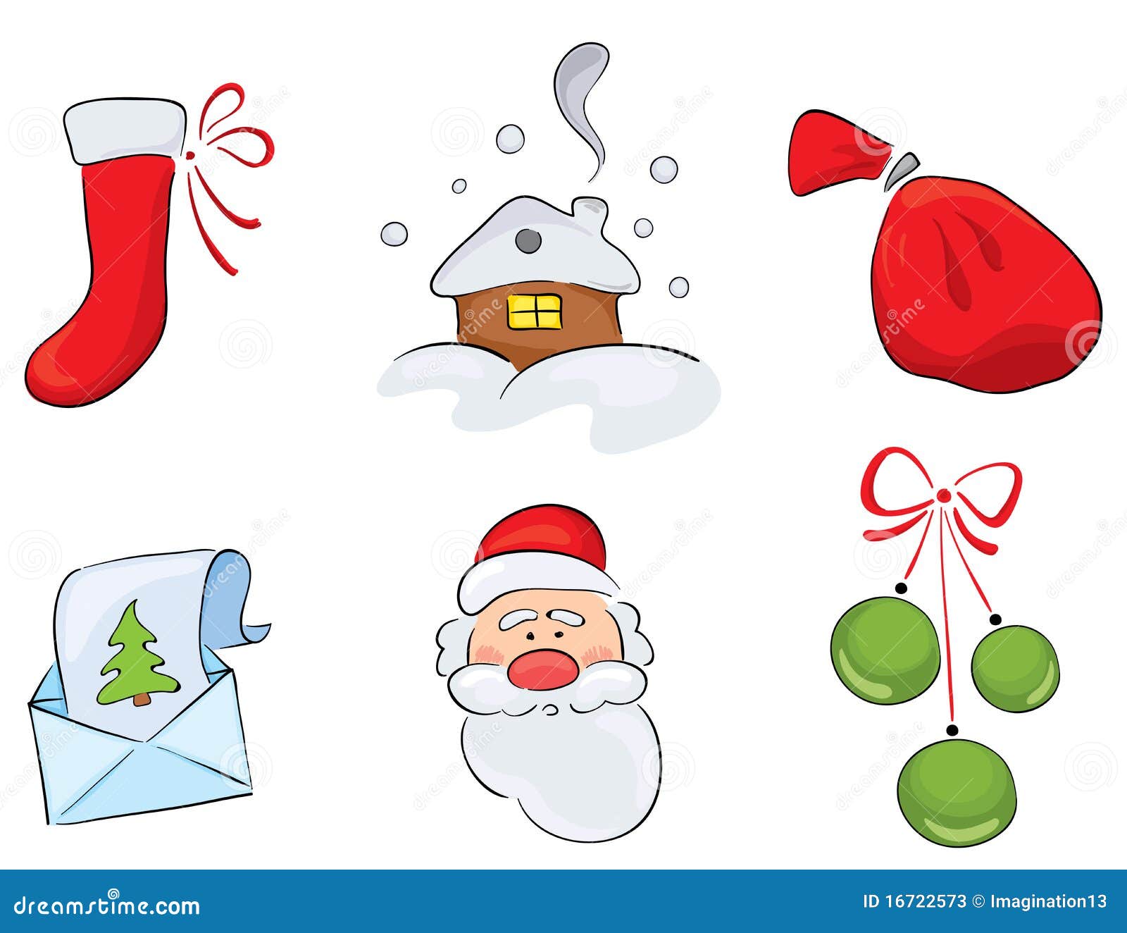 Set Of Watercolor Christmas Drawings Stock Photos - Image 