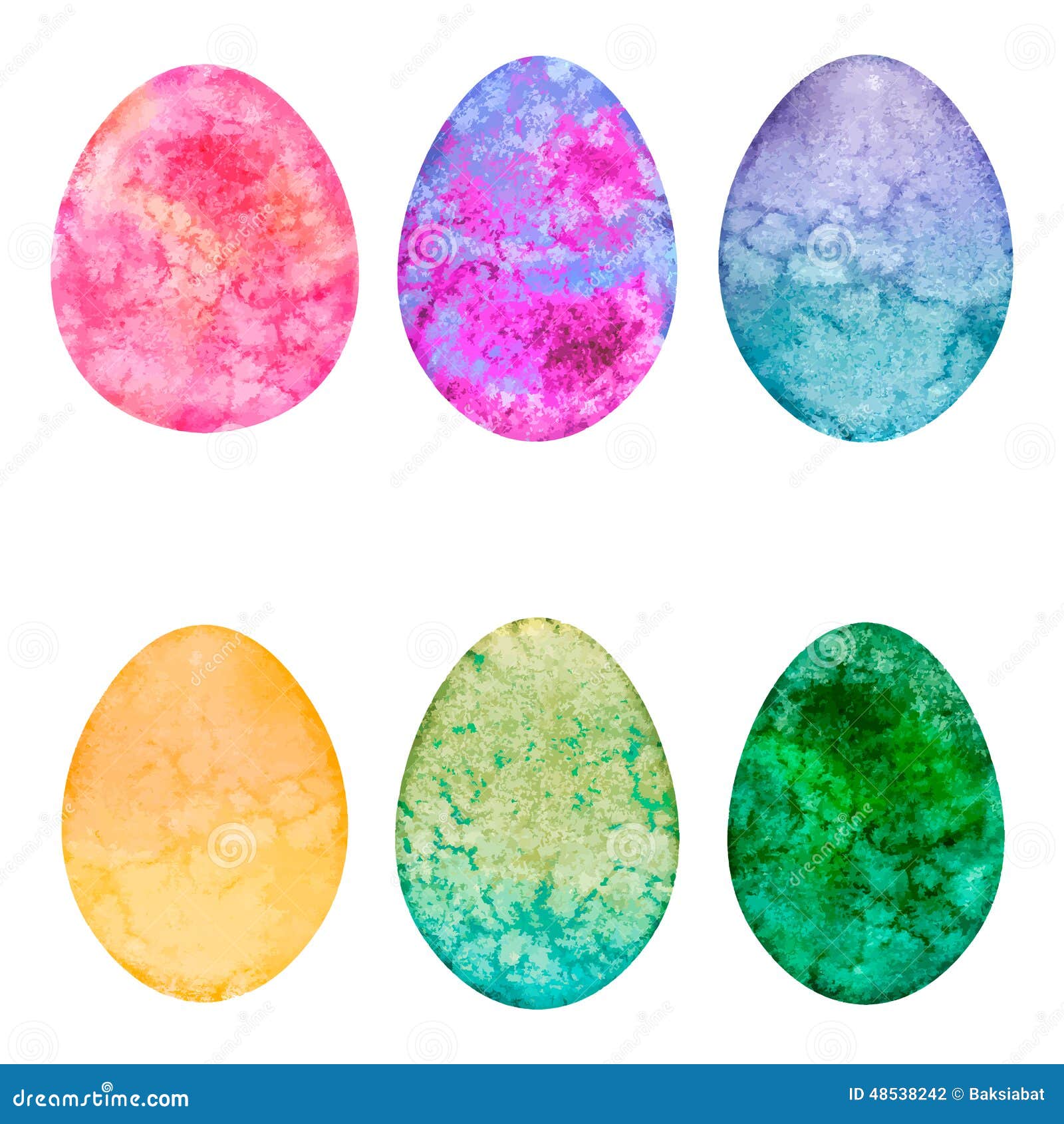Set of Watercolor Eggs. Easter Design Elements Stock Vector
