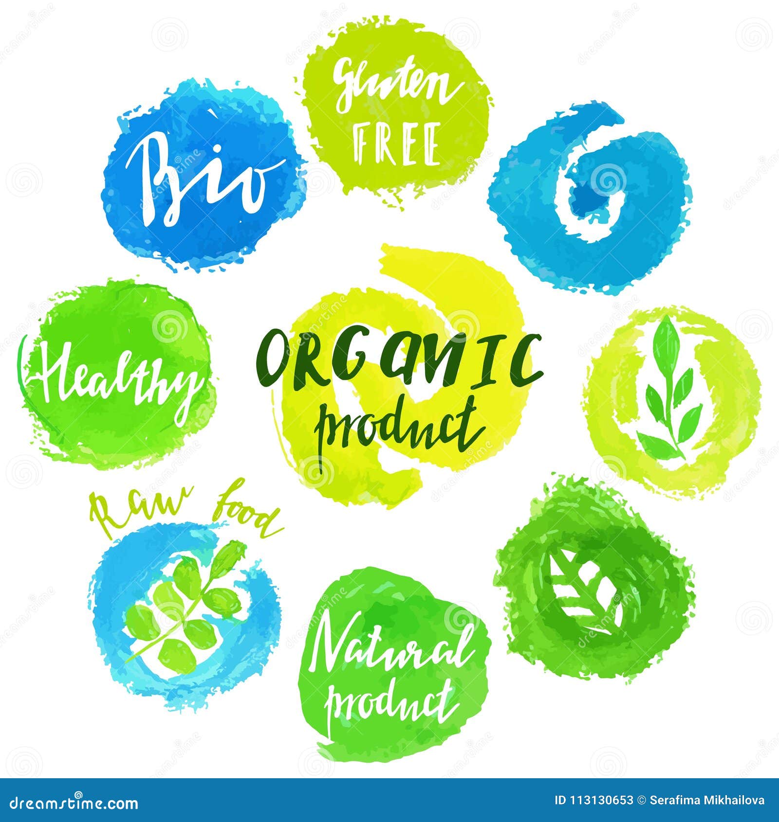 set of watercolor green logo.
