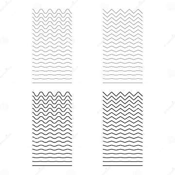 Set of Wavy, Curvy, Zigzag Horizontal Lines. Vector Simple New Design ...