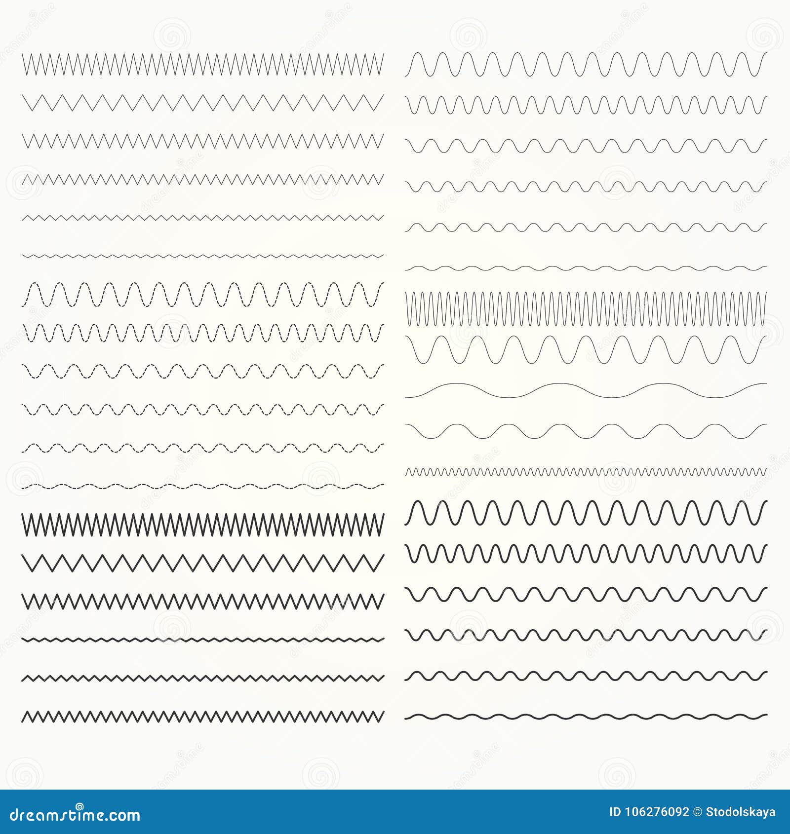 set of wavy lines - zigzag borders collection