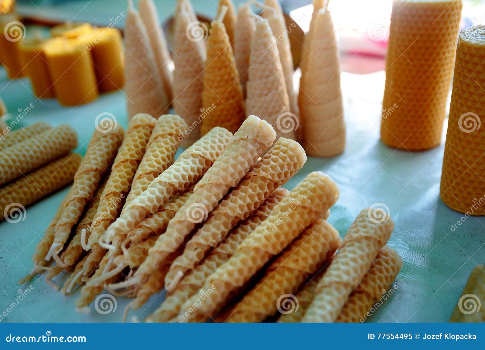 Set of Wax Candles of Different Shapes and Structures. Stock Image