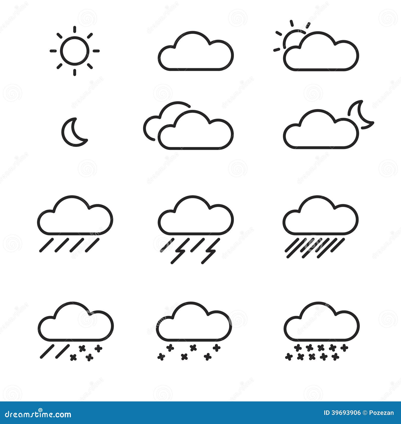 Set of weather Icons stock illustration. Illustration of moon - 39693906