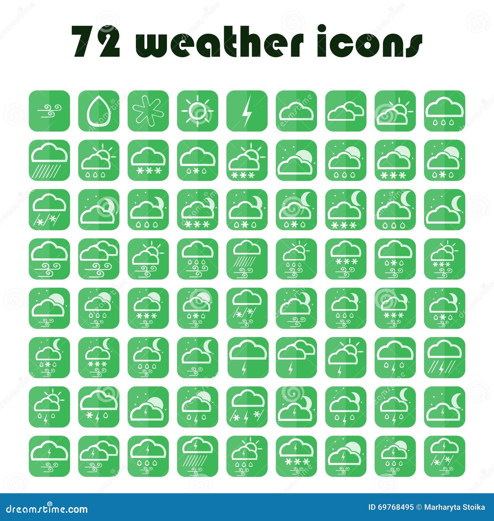 Set of Weather Icons. Vector Stock Vector Illustration of summer