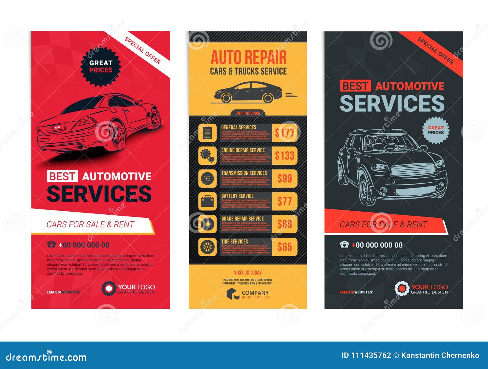 A Set of  Automotive Services Banners Collection Layouts. Stock