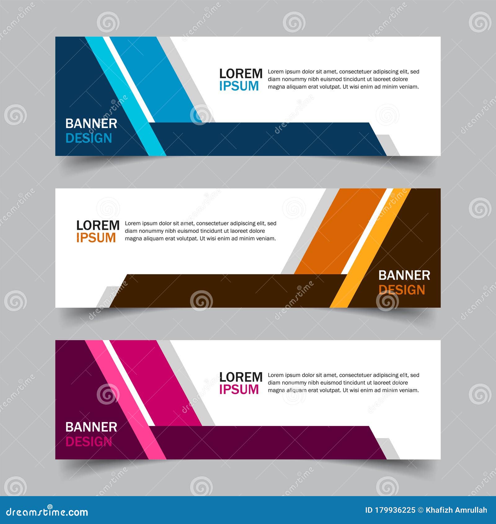 Set of 3  Banner Campaign Template with Different Color Variants and