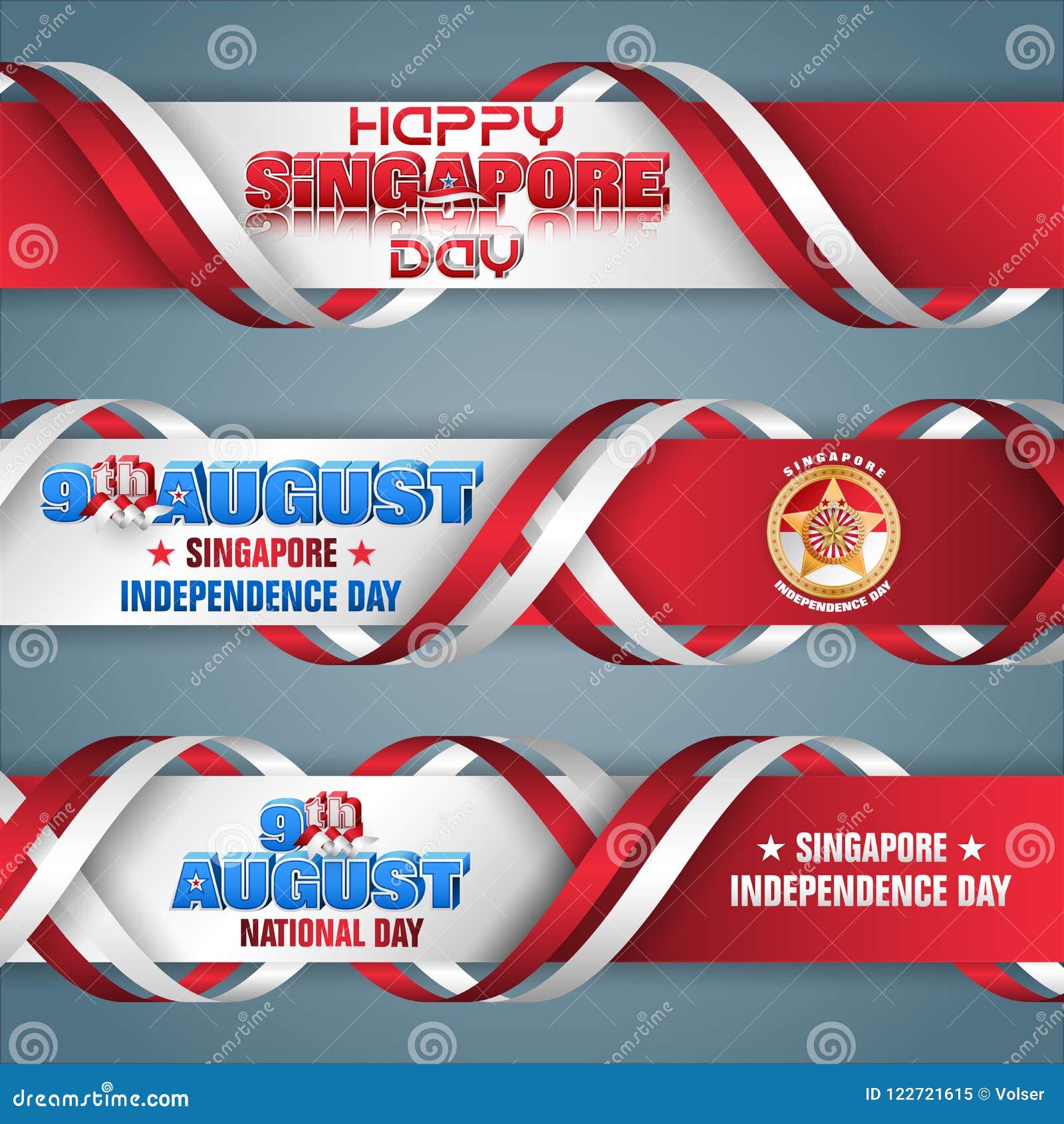 National Day Of Republic Of Singapore, Web Banners Stock ...