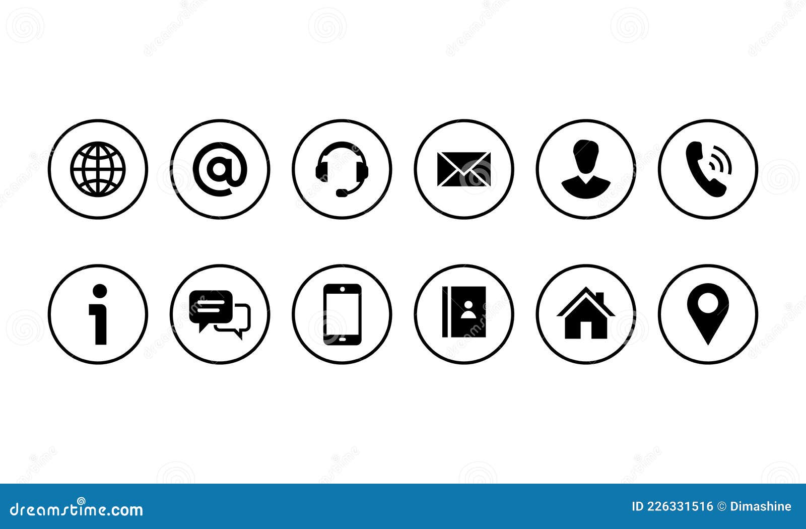 Set Of Web Contact Simple Icon Symbol Phone Smartphone Email