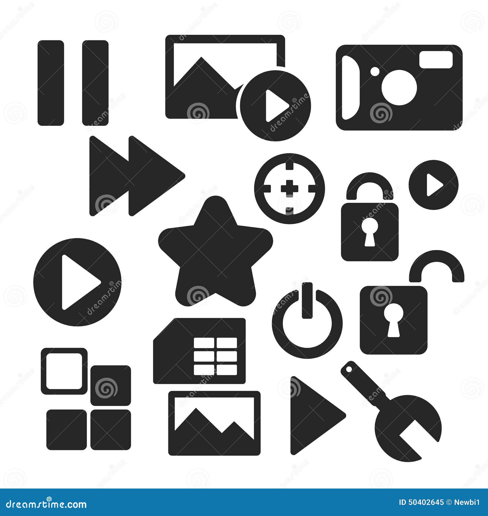 Set of Web and Mobile Icons. Vector. Stock Vector Illustration of