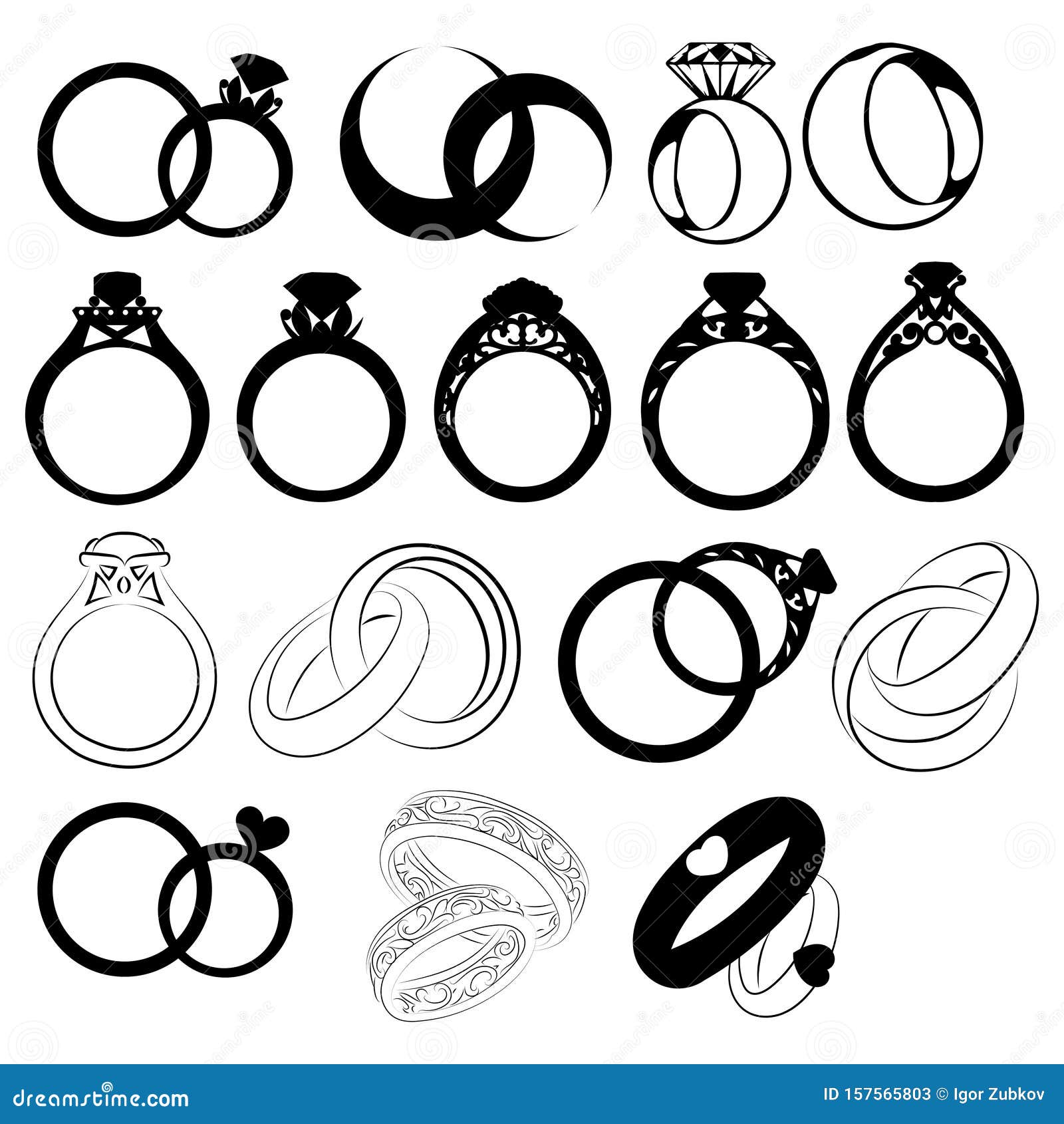 wedding rings clipart black and white