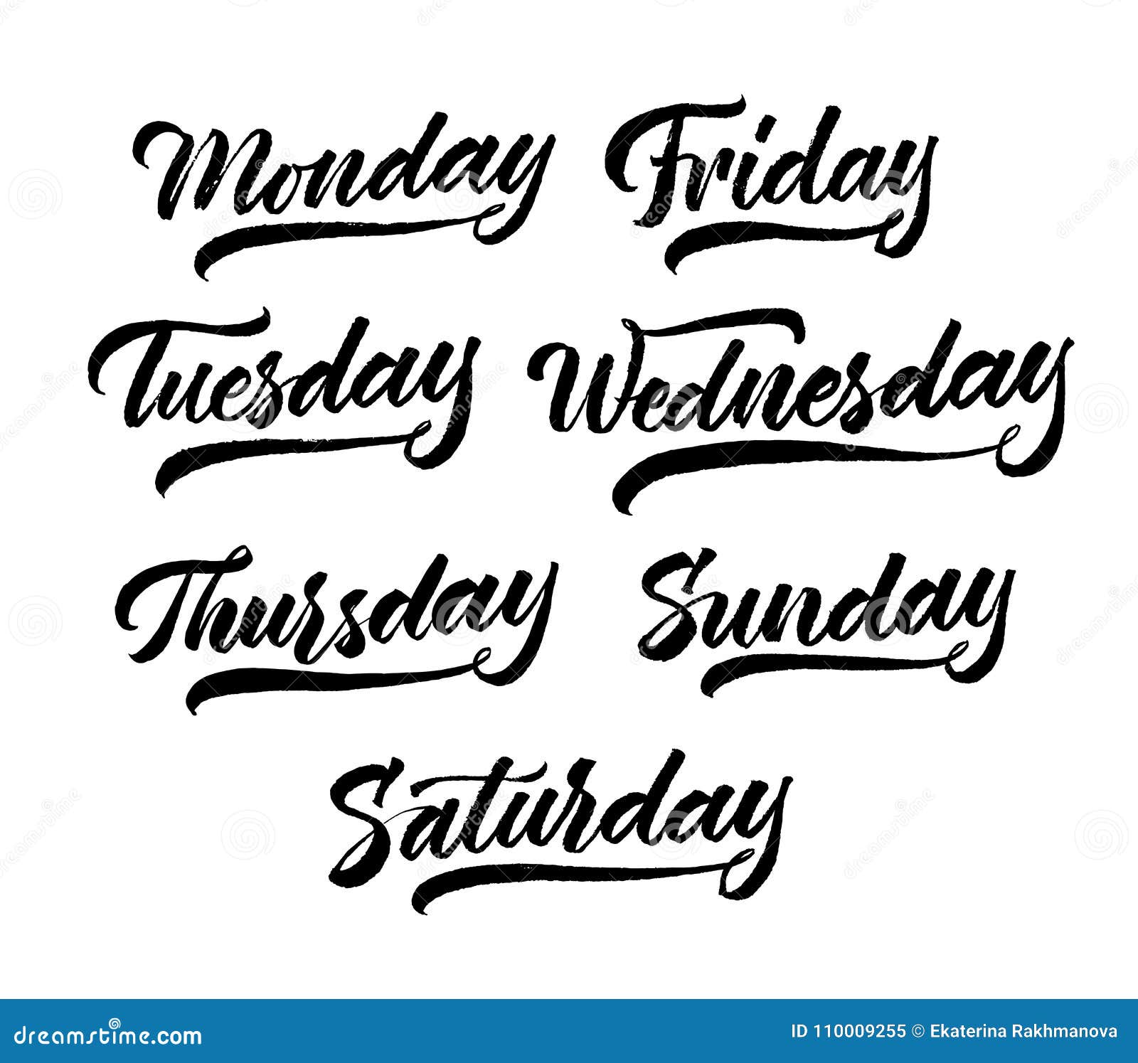 Days of the week in English lettering style on a black background for  printing and design.Vector illustration. 17116783 Vector Art at Vecteezy