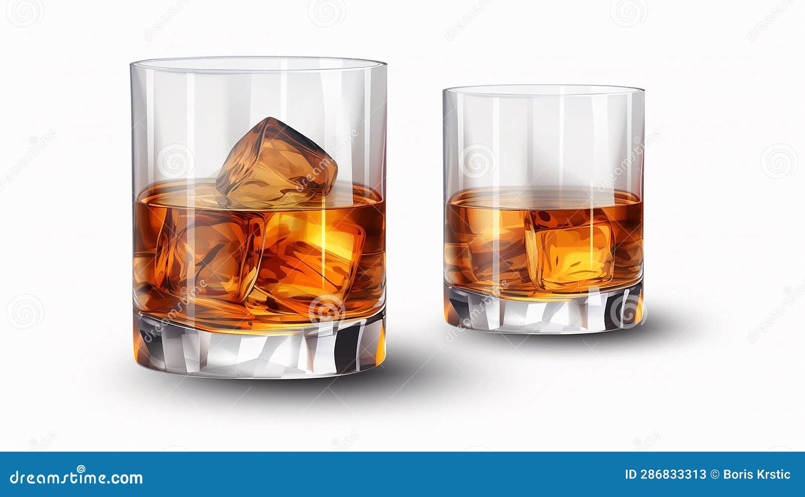 Set of Whiskey Glasses on Isolated Background Stock Image Image of