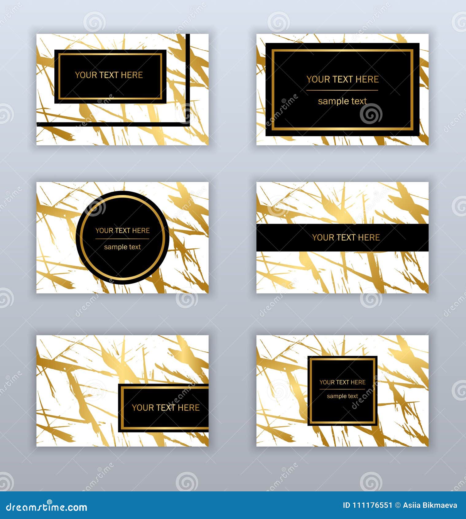 Set of White, Black and Gold Business Cards Templates. Modern Ab Within Black And White Business Cards Templates Free