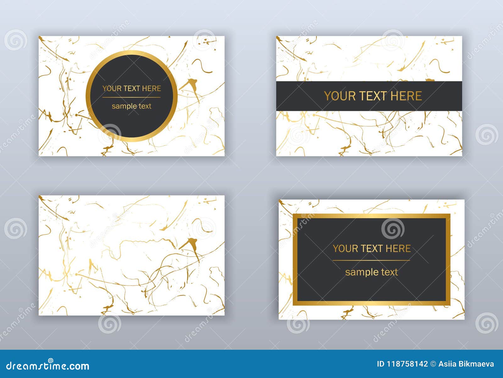 Set of White, Black and Gold Business Cards Templates. Modern Ab With Regard To Black And White Business Cards Templates Free
