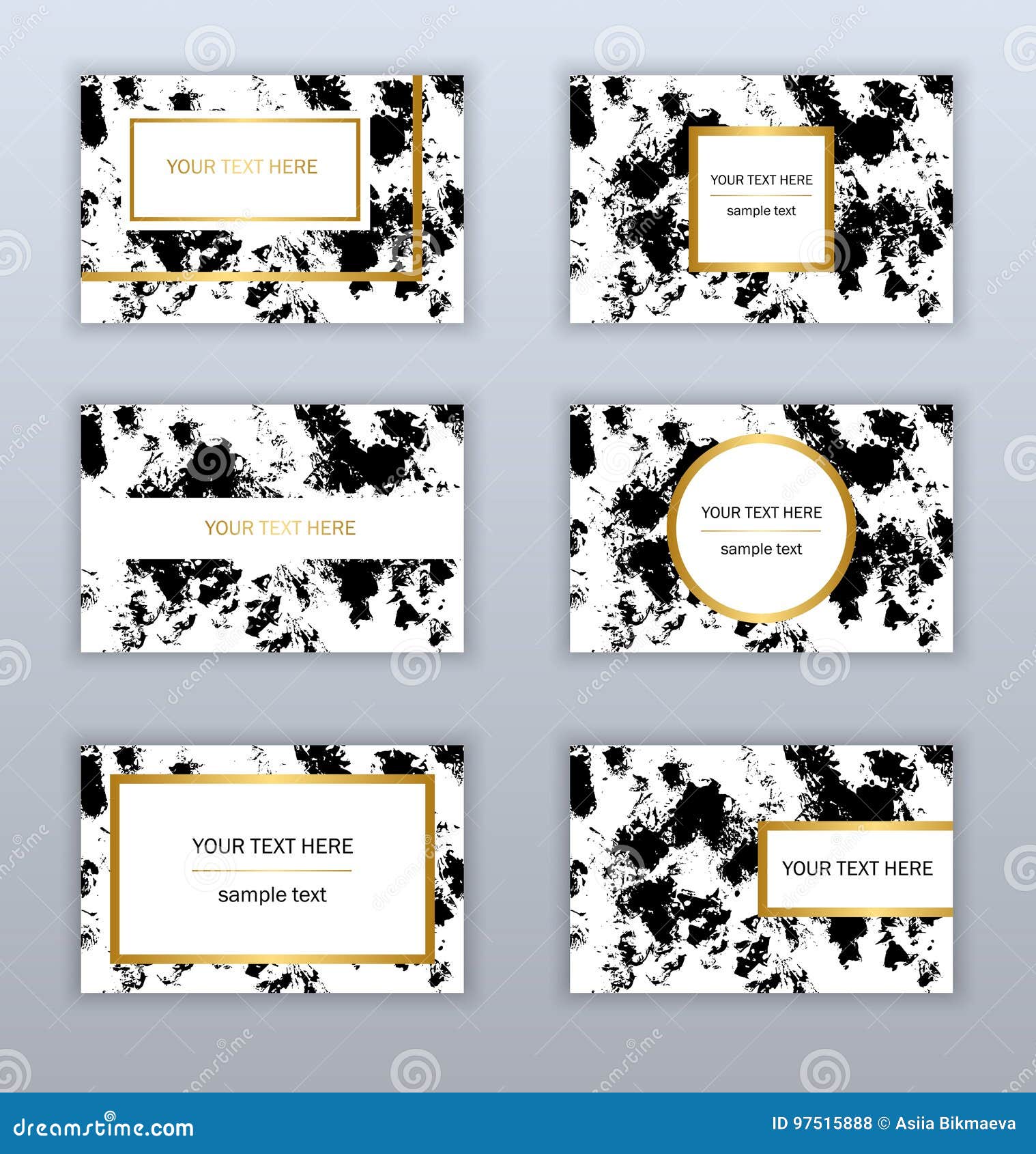 Set of White, Black and Gold Business Cards Templates. Modern Ab Intended For Black And White Business Cards Templates Free