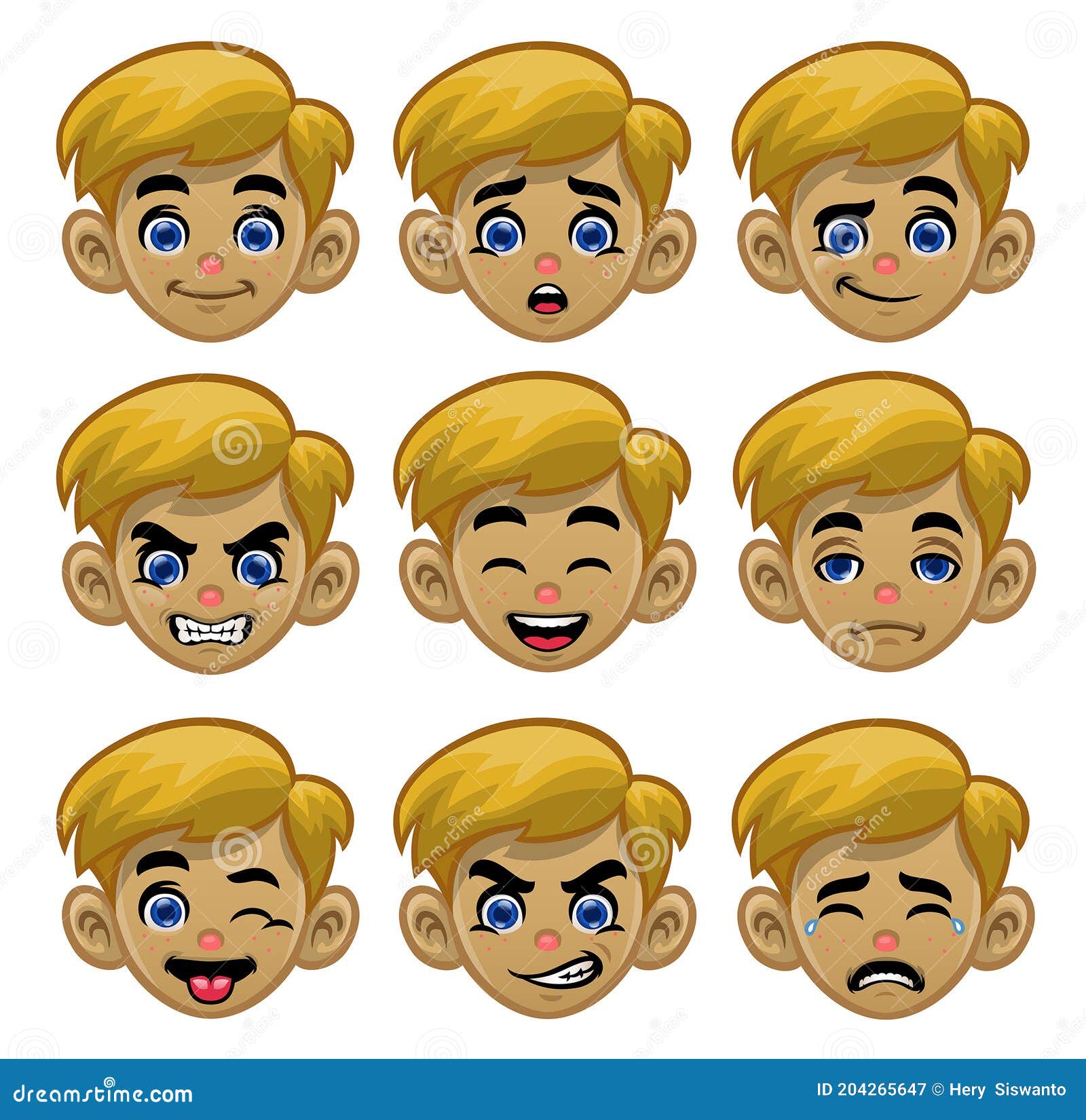 Boy profile cartoon avatar kawaii anime cute illustration clip art