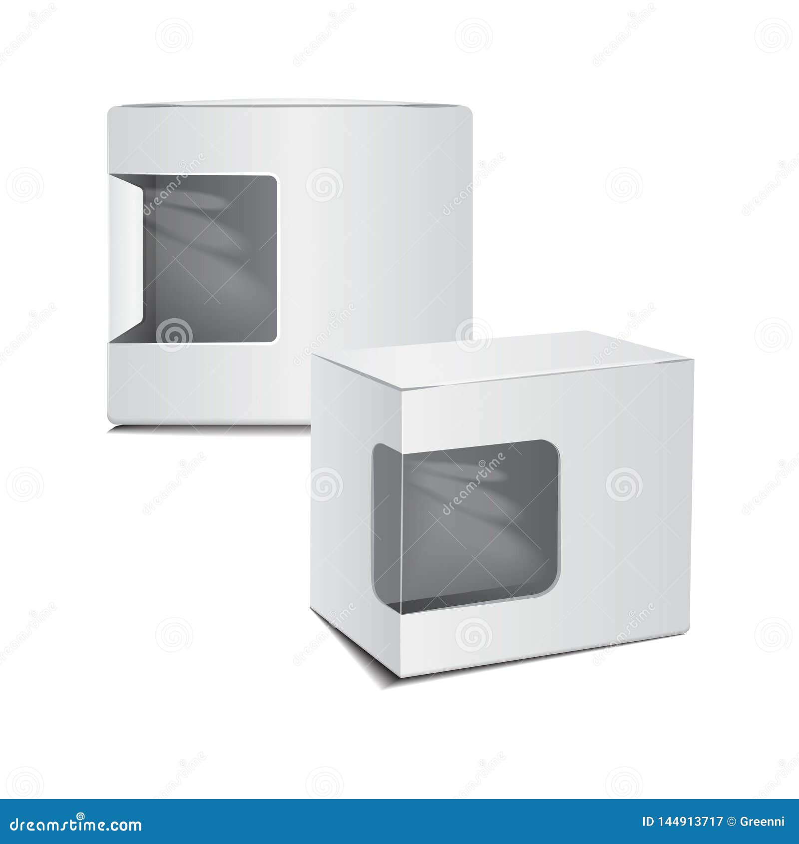 Set Of White Cardboard Plastic Package Box With Window ...