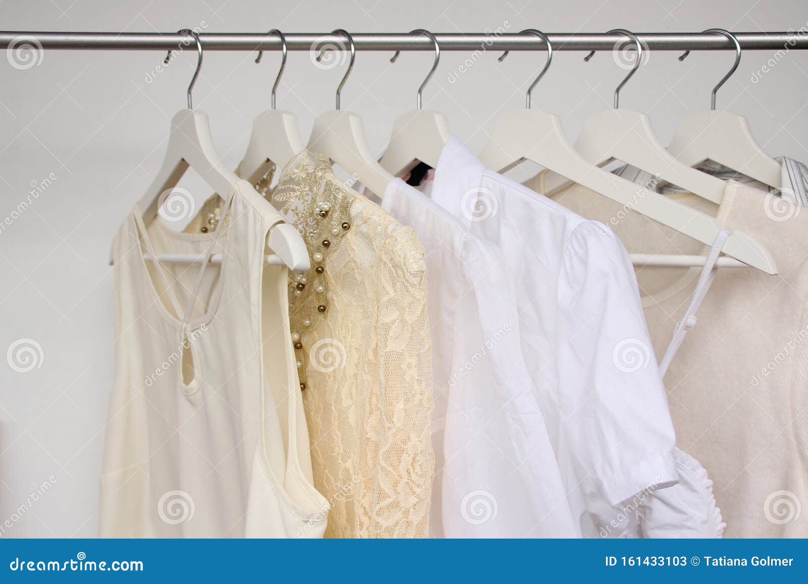 Set of White Womenâ€™s Clothes on Hangers, a Concept for Fashion and ...