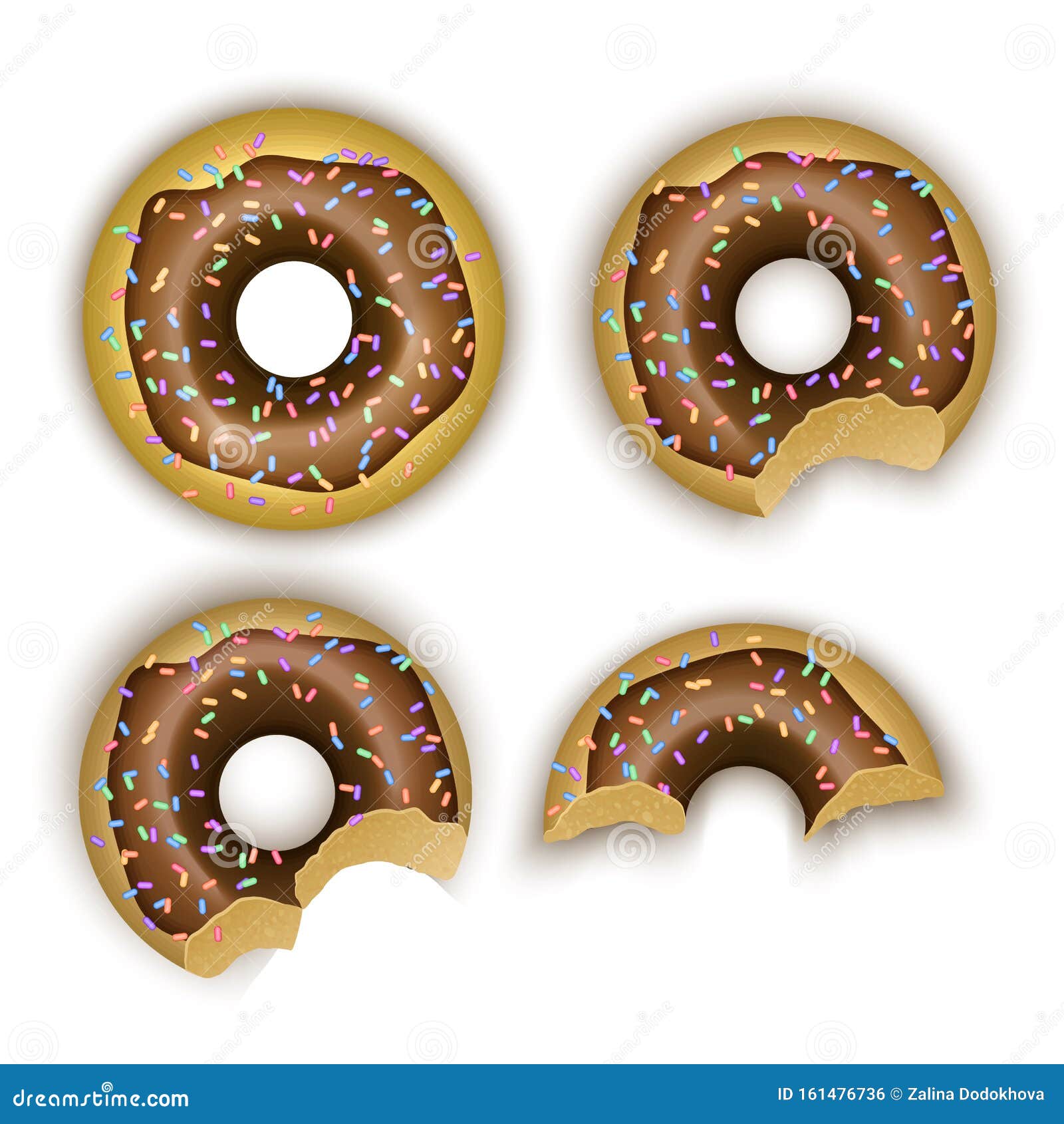 photo Eating Donuts Drawing https www dreamstime com set whole donut half eaten chocolate glaze vector illustration white background eps format image161476736