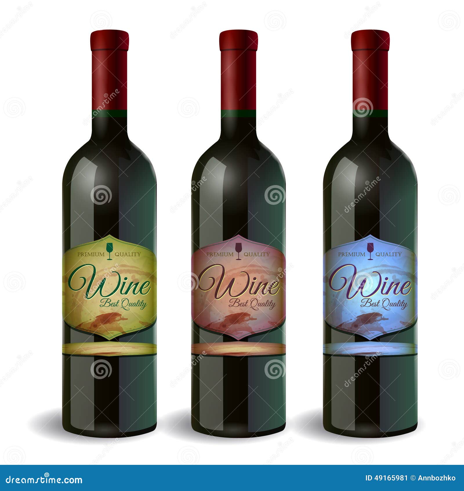Set of Wine Bottle with Label. Stock Vector Illustration of design