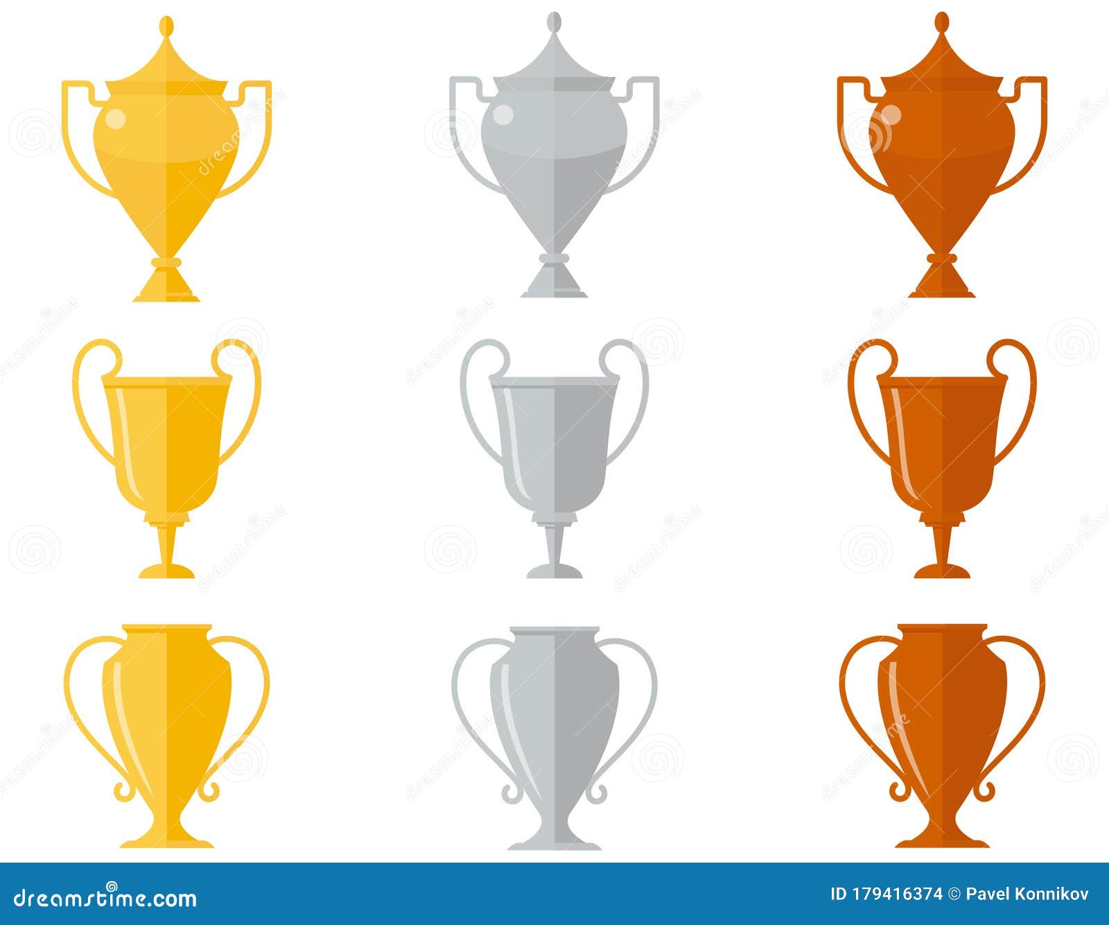 Set of winner cups. stock vector. Illustration of celebration 179416374
