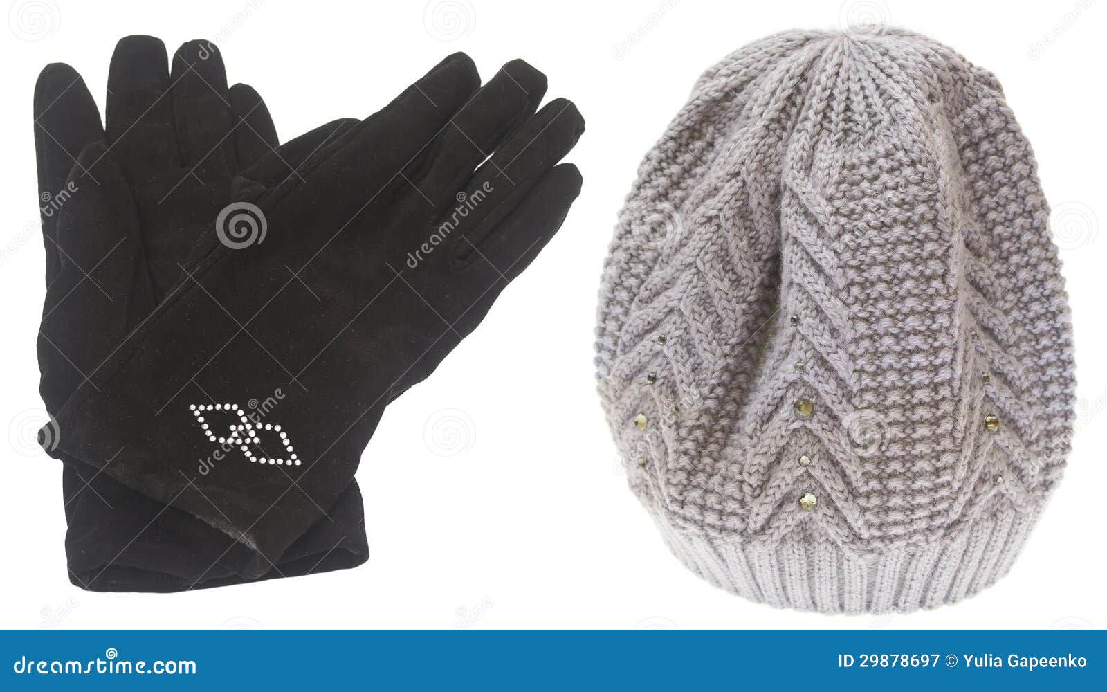 Set of Winter Hat and Gloves Isolated on White Stock Image Image of