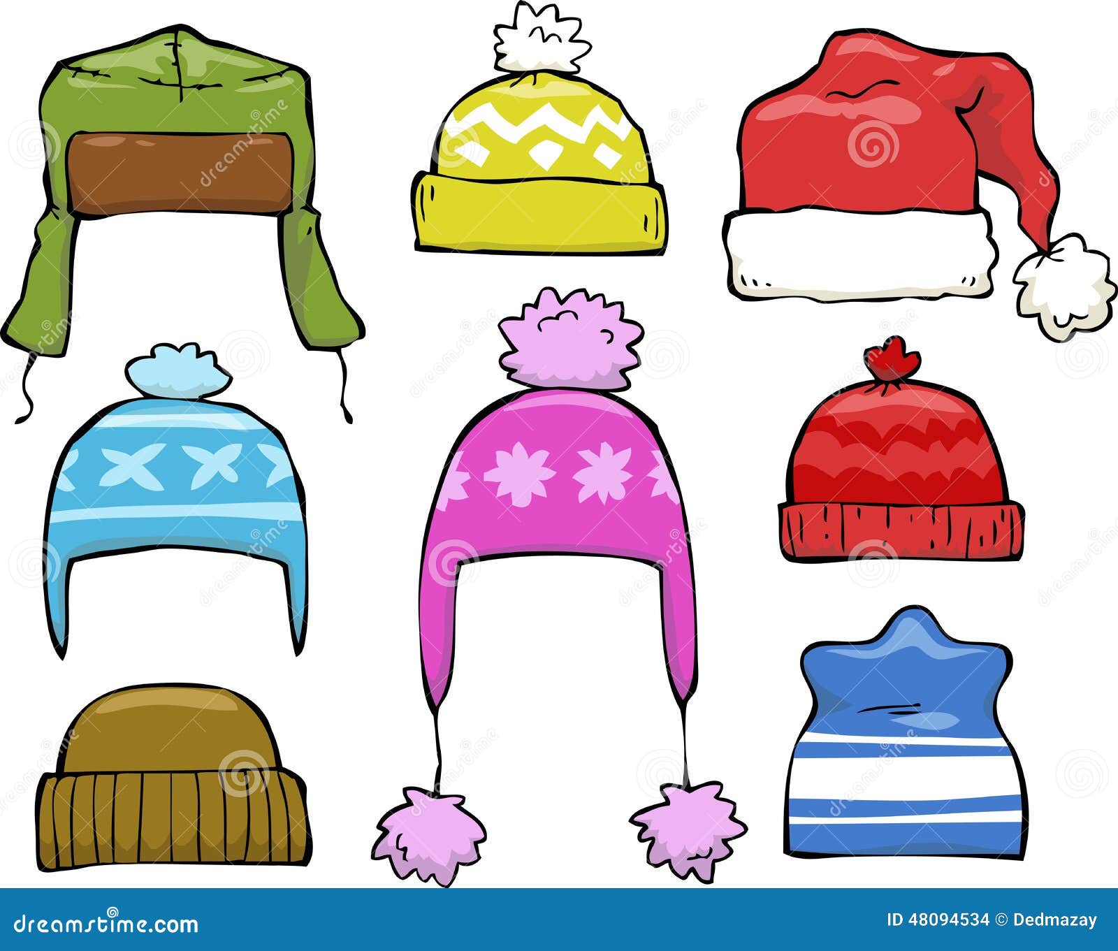 Set of winter hats stock vector. Illustration of winter - 48094534